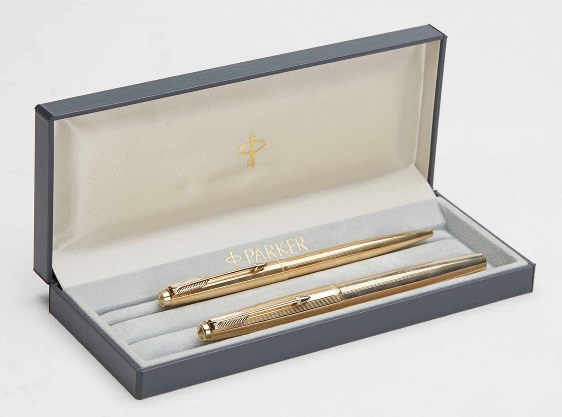 Vintage Parker 65 12K Rolled Gold Fountain Pen & Ball Pen C.1990 - Image 2 of 9