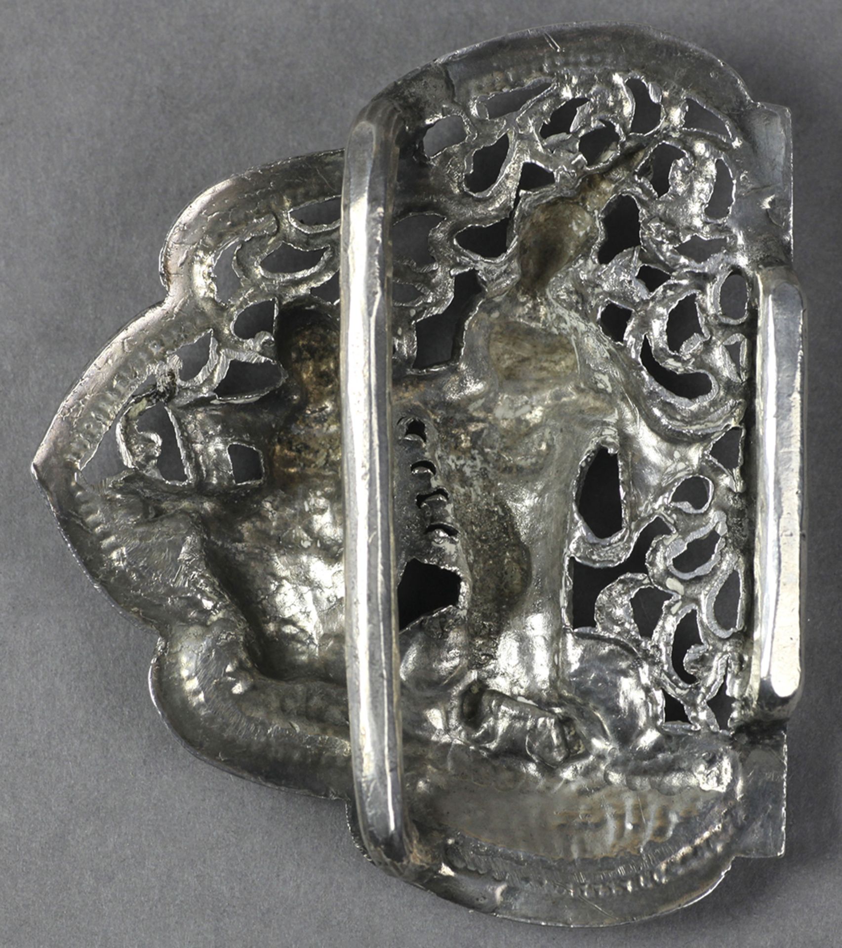 Antique Indian Figural Two Part Silver Belt Buckle With Dancers C.1910 - Image 5 of 7