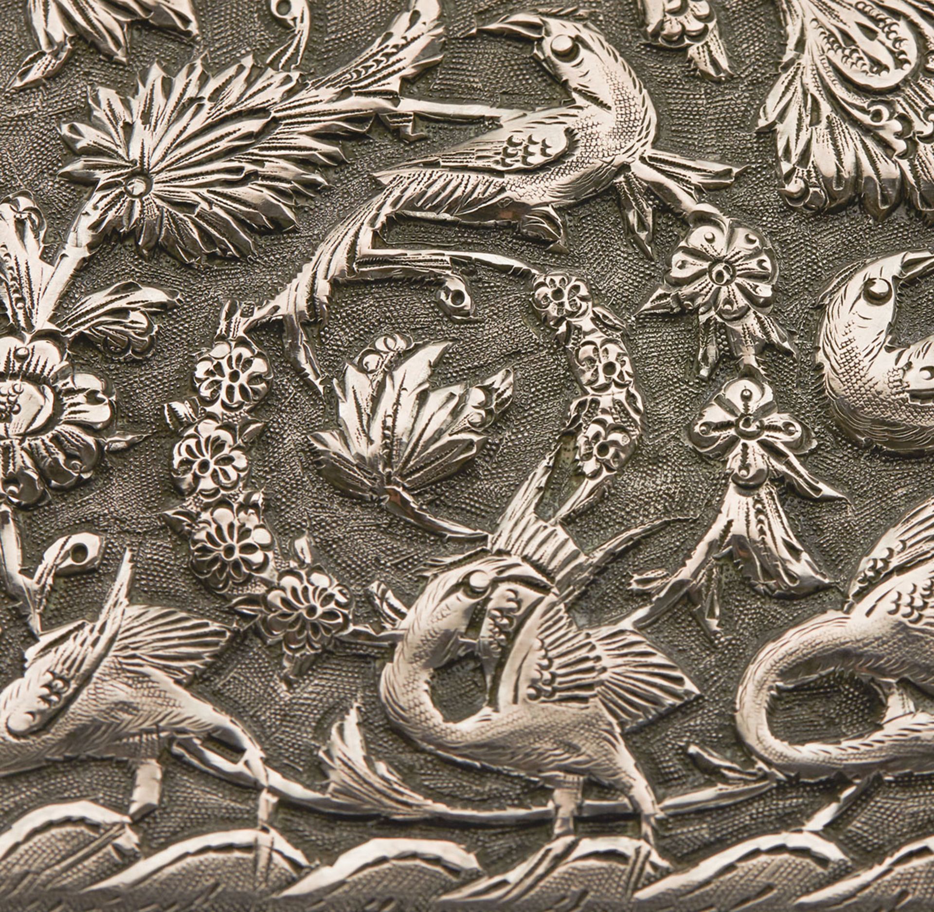 Antique Quality Middle Eastern Silver Box With Birds C.1910 - Image 4 of 8