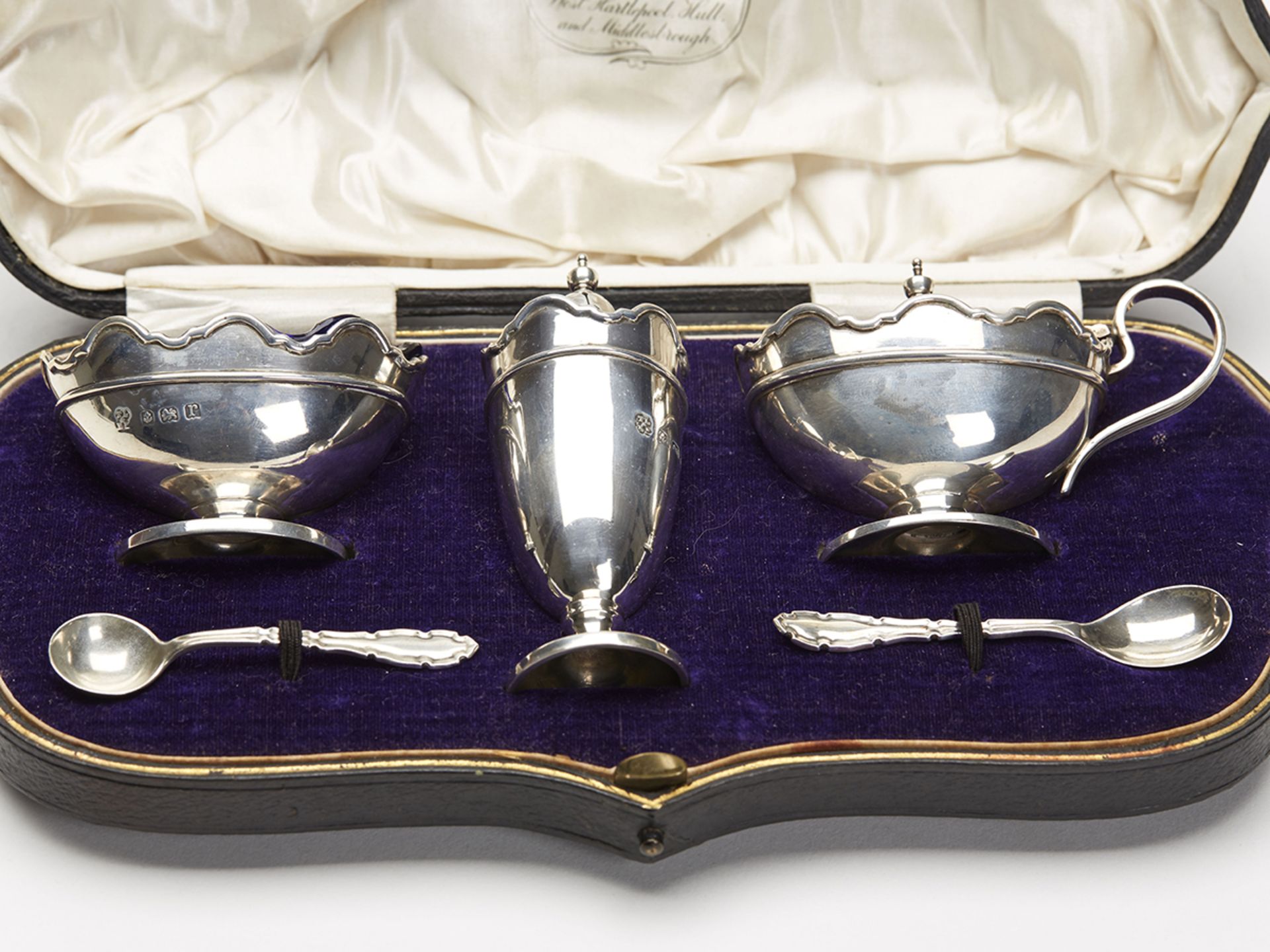Cased Antique Silver Cruet Set Latham & Morton 1916 - Image 14 of 16