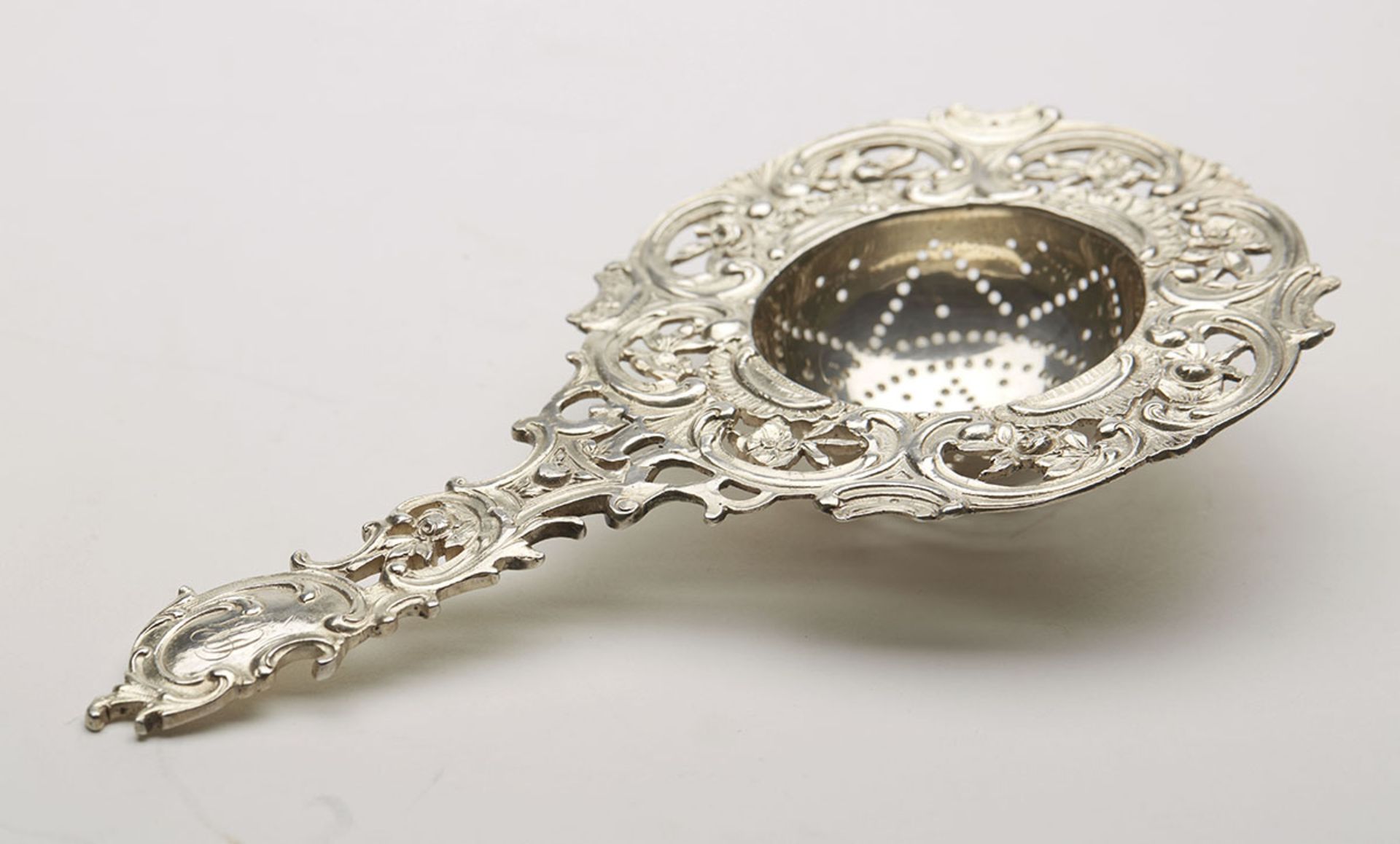 Antique Continental Ornate Silver Strainer 19Th C.