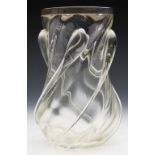 Arts & Crafts English Silver Mounted Glass Vase C.1898