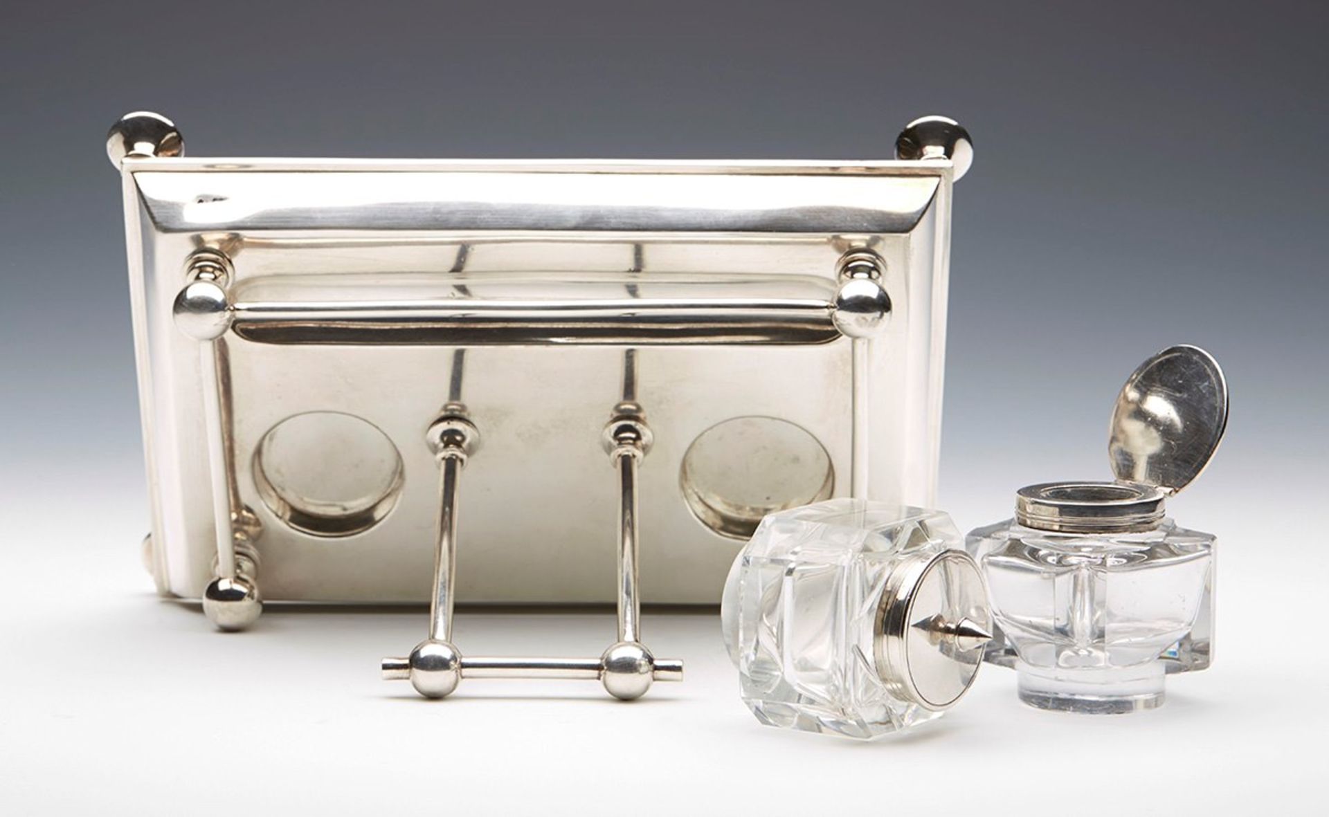Arts & Crafts Walker & Hall Silver Plated Inkstand C.1890 - Image 8 of 8