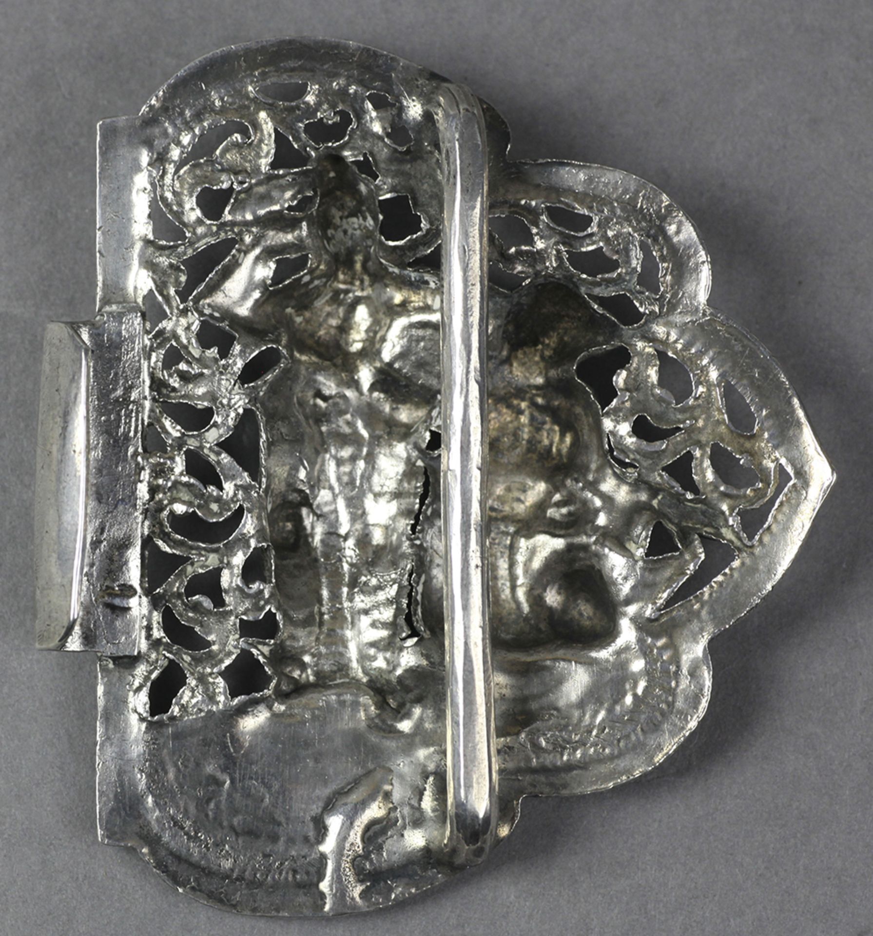 Antique Indian Figural Two Part Silver Belt Buckle With Dancers C.1910 - Image 7 of 7