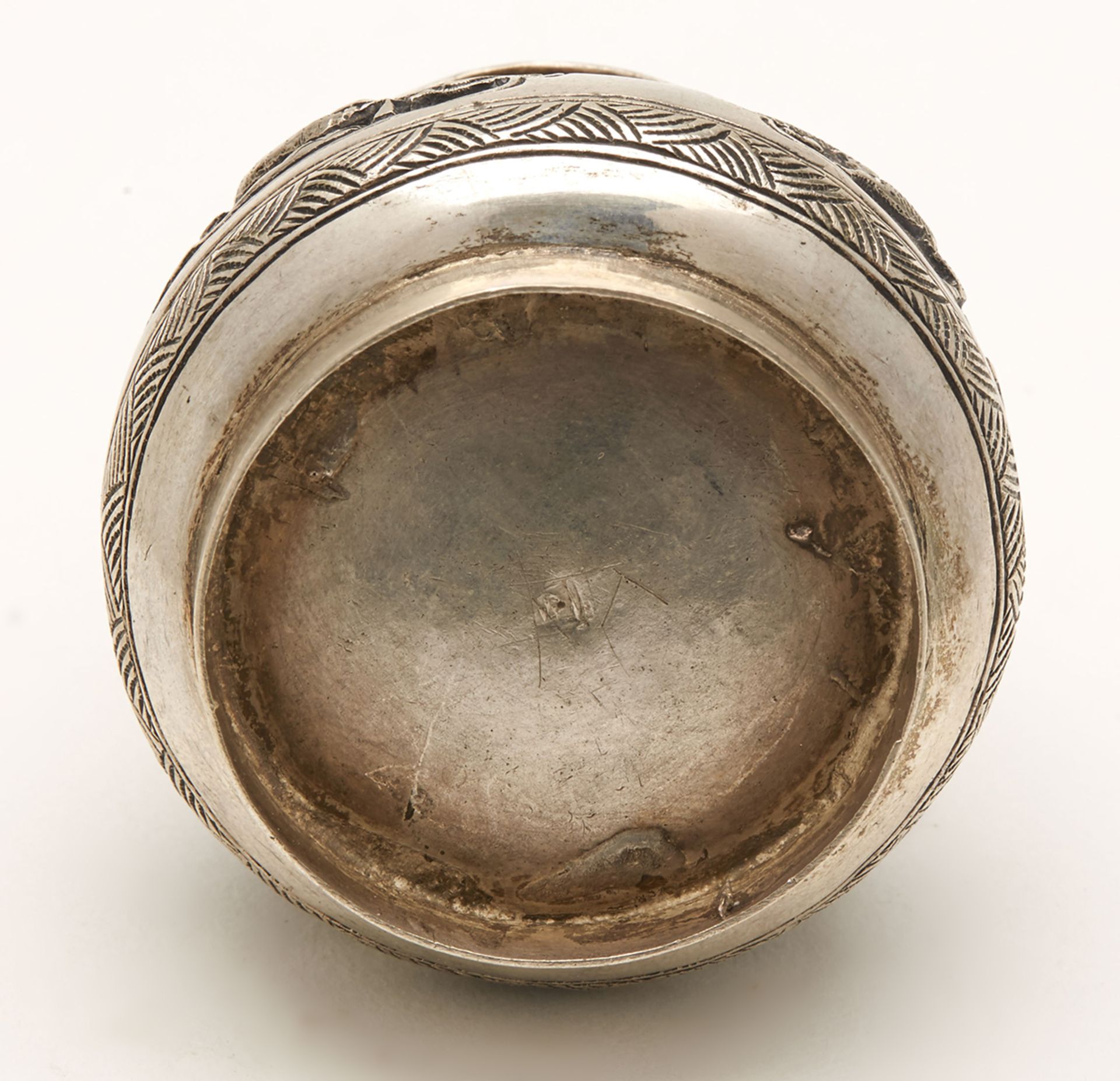 Fine Silver Oriental Lidded Pot With Animal Panels 20Th C. - Image 5 of 7
