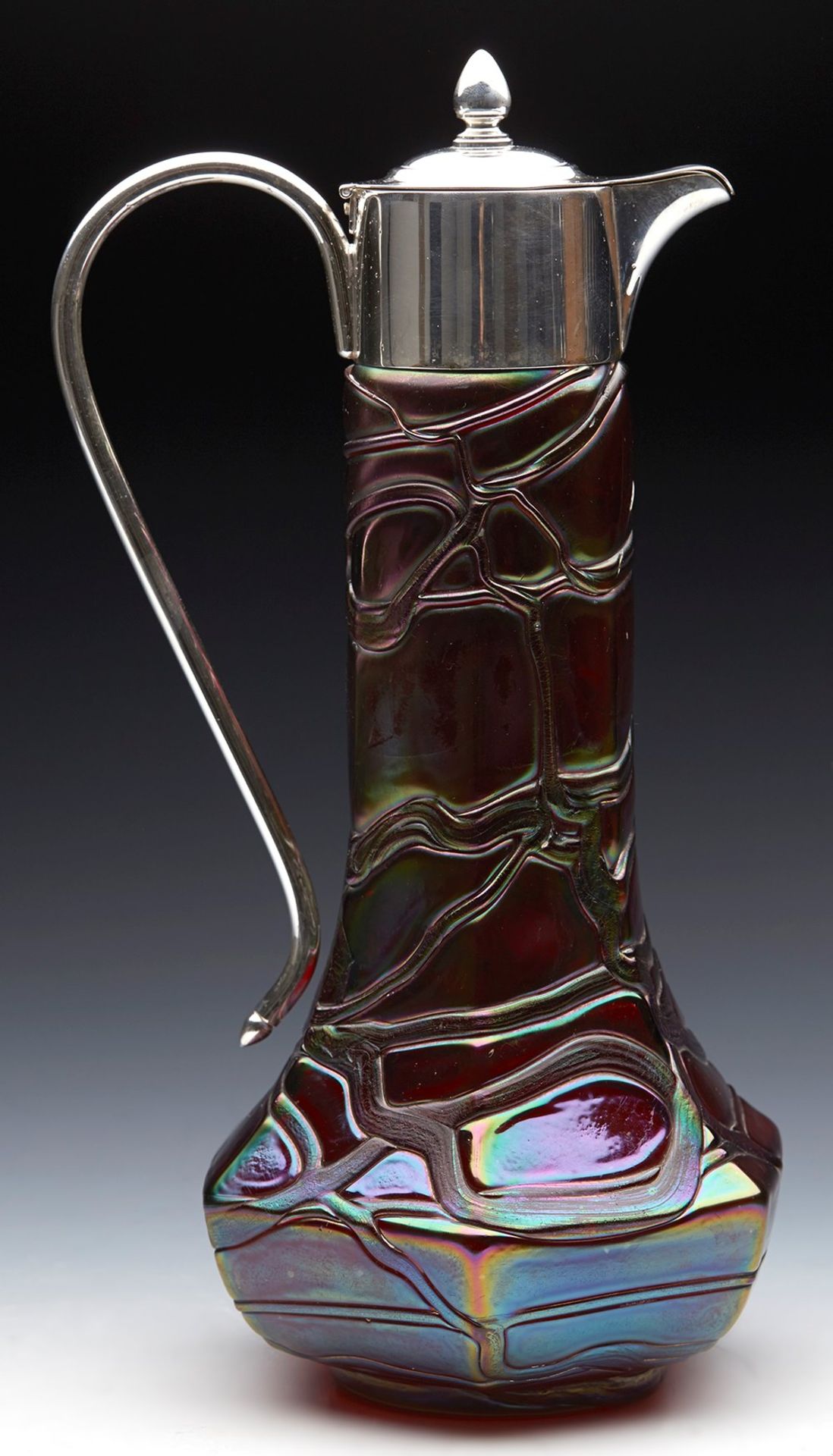 Art Nouveau Palme Konig Silver Mounted Wine Jug C.1900