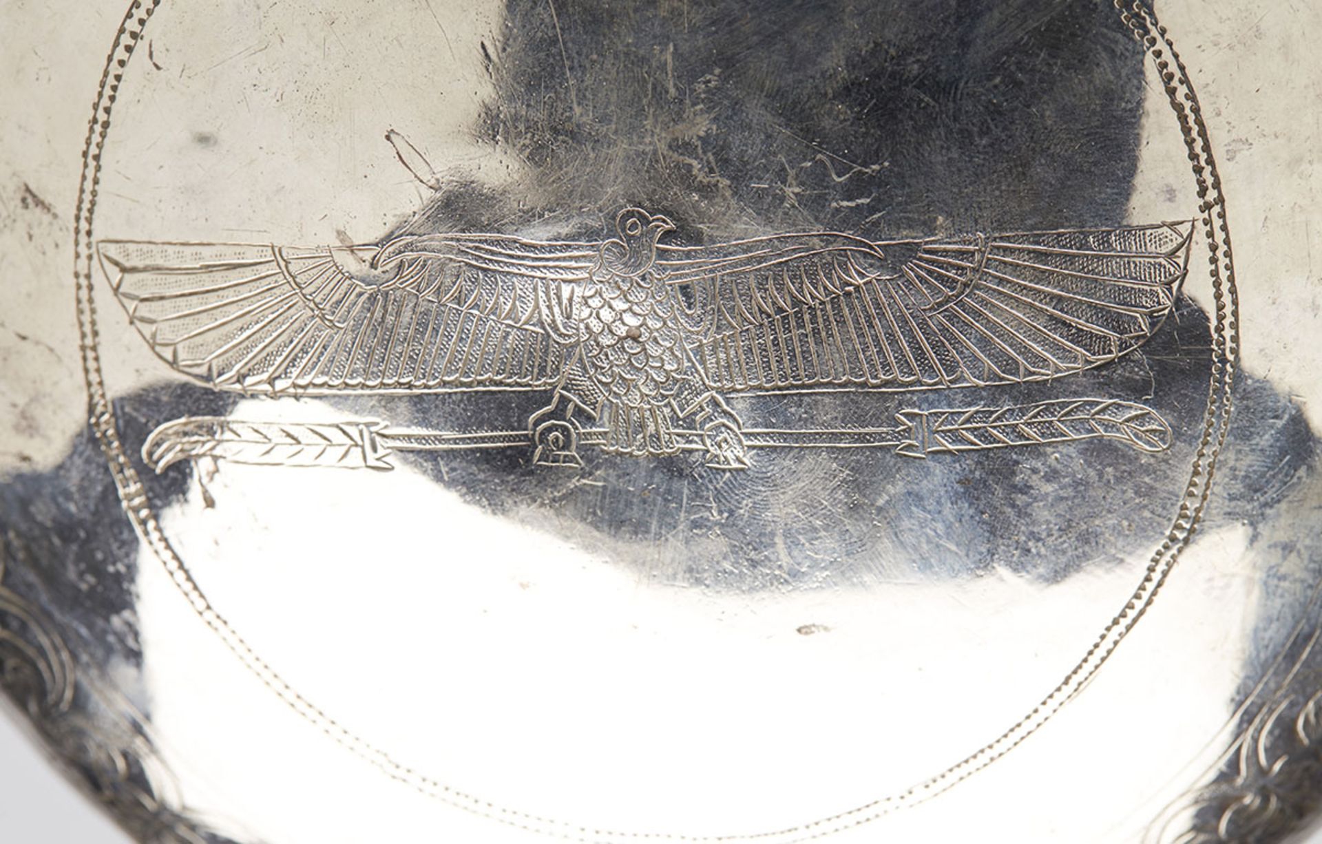 Antique Egyptian Middle Eastern Figural Silver Bowl 19Th C. - Image 7 of 9