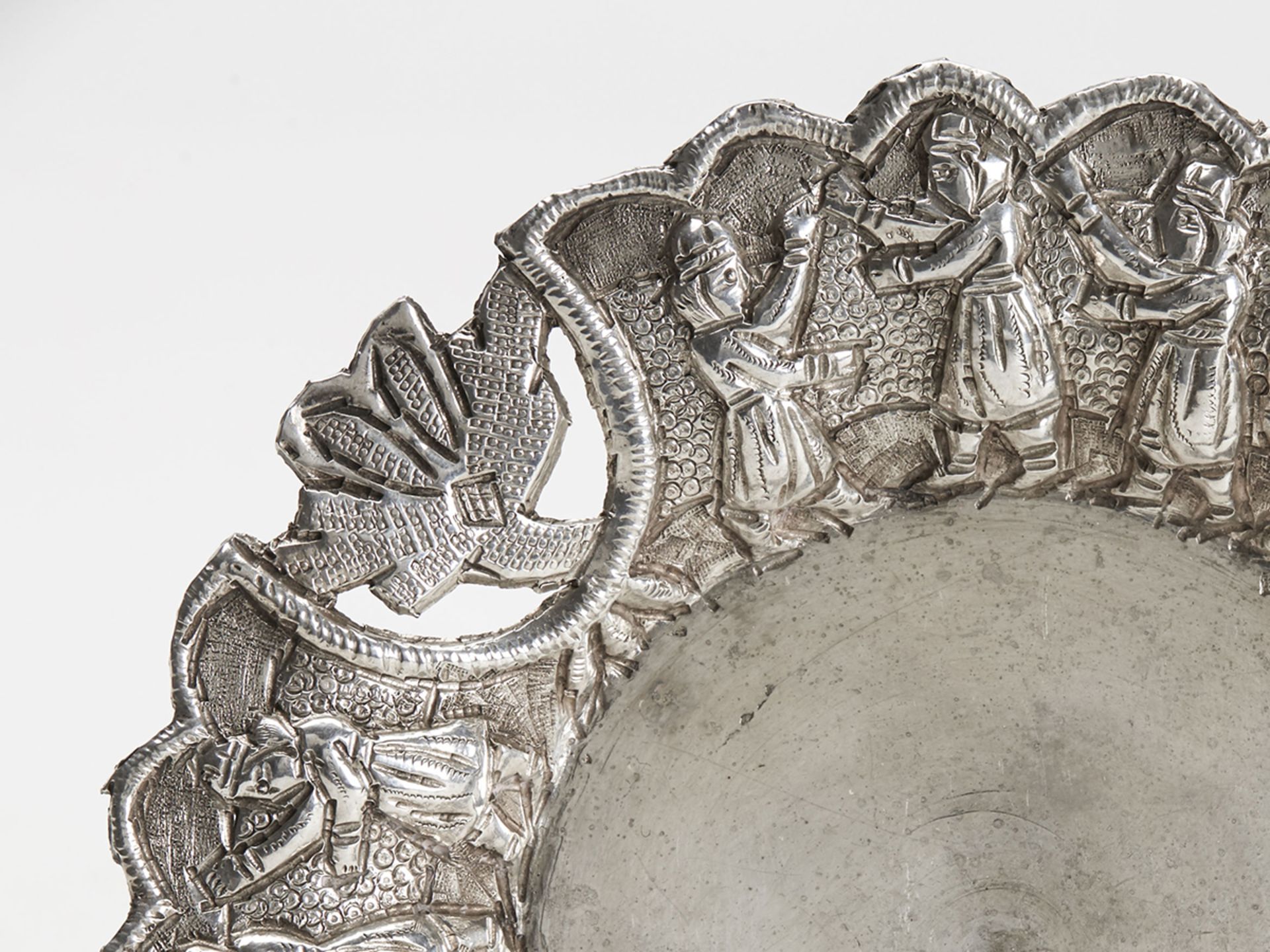 Antique Indian/Asian Silver Figural Dish Or Stand 19C. - Image 2 of 6