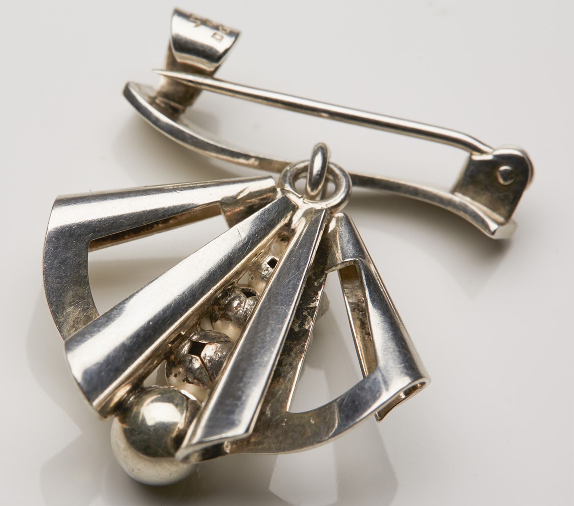 Fine Stylish Vintage Danish Silver Brooch By John Lauritzen C.1955 - Image 3 of 4