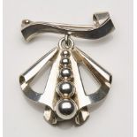 Fine Stylish Vintage Danish Silver Brooch By John Lauritzen C.1955