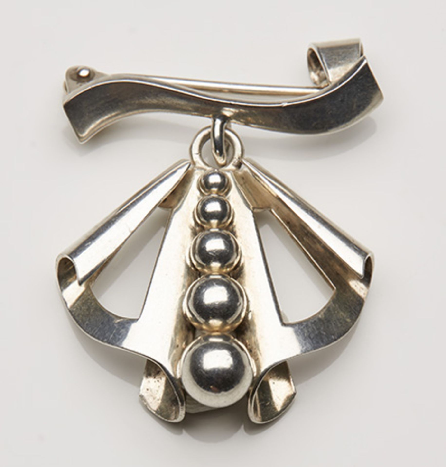 Fine Stylish Vintage Danish Silver Brooch By John Lauritzen C.1955