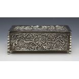 Stylish Persian Silver Wood Lined Floral Cigarette Box C.1895