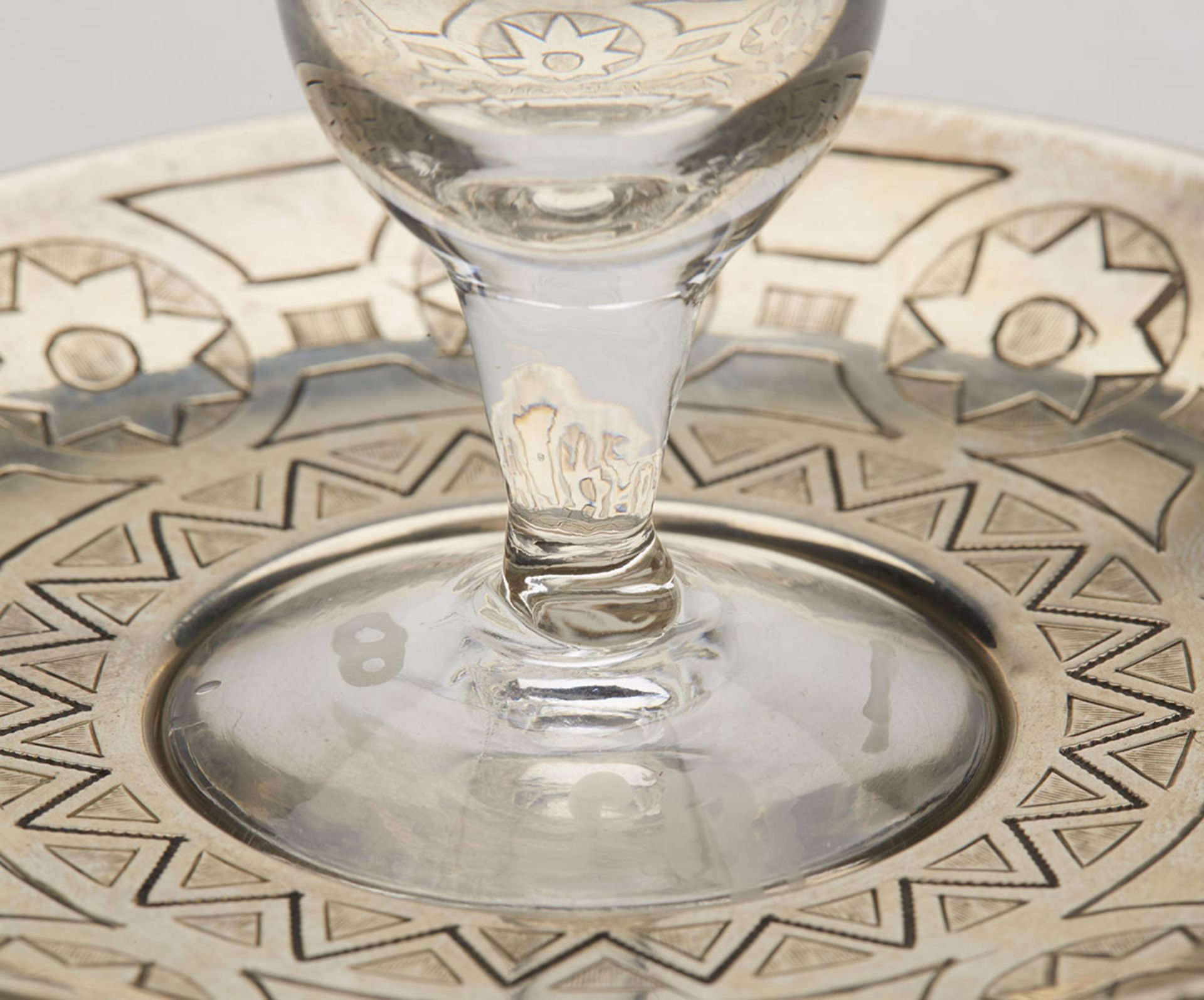 Antique Russian Vodka Glass & Silver Tray 1882 - Image 2 of 9