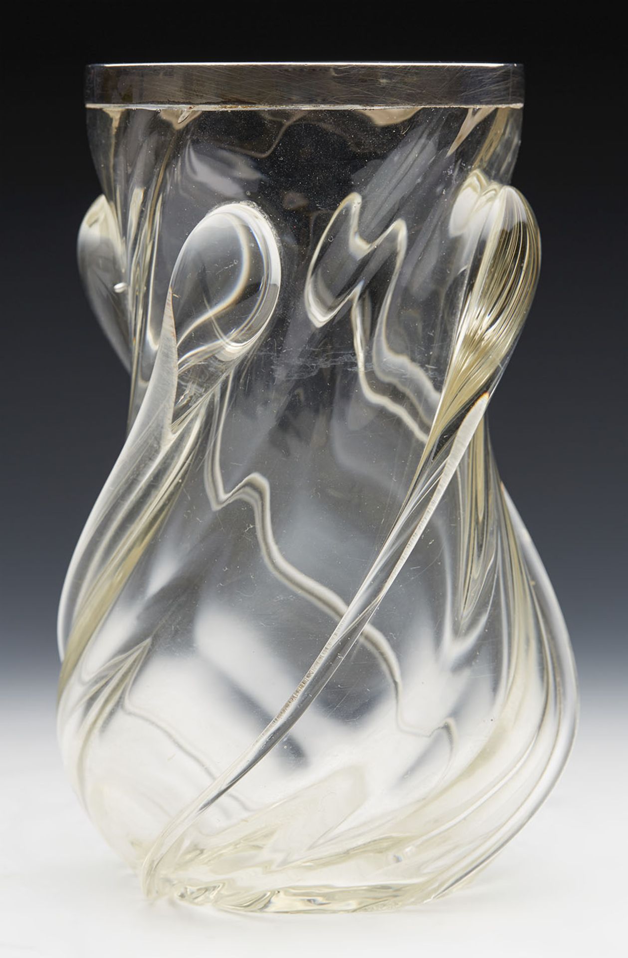 Arts & Crafts English Silver Mounted Glass Vase C.1898 - Image 8 of 8