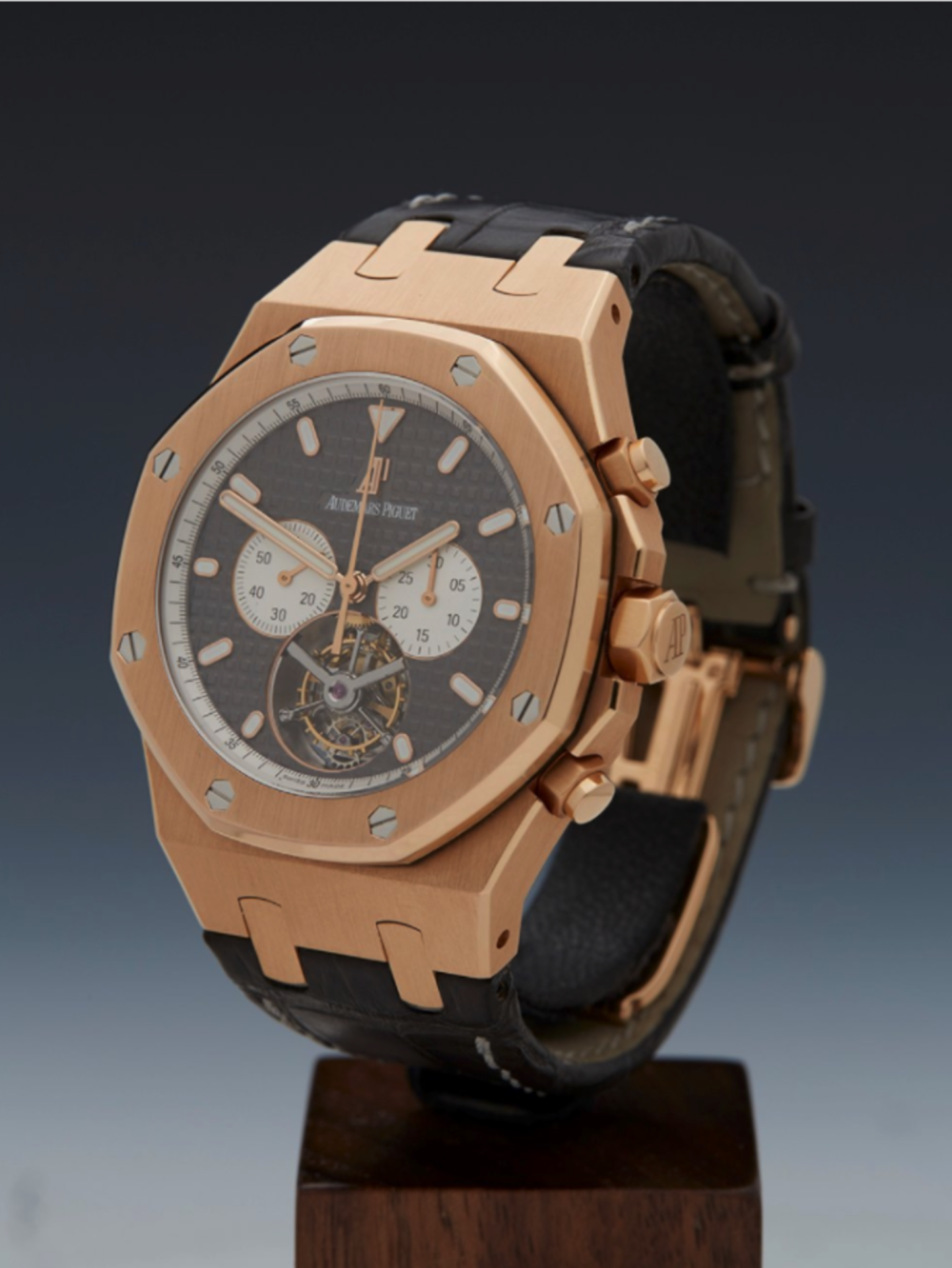 Royal Oak Xl Tourbillon Chronograph 18K Rose Gold Gents 25977 - Only 5% Buyers Premium.