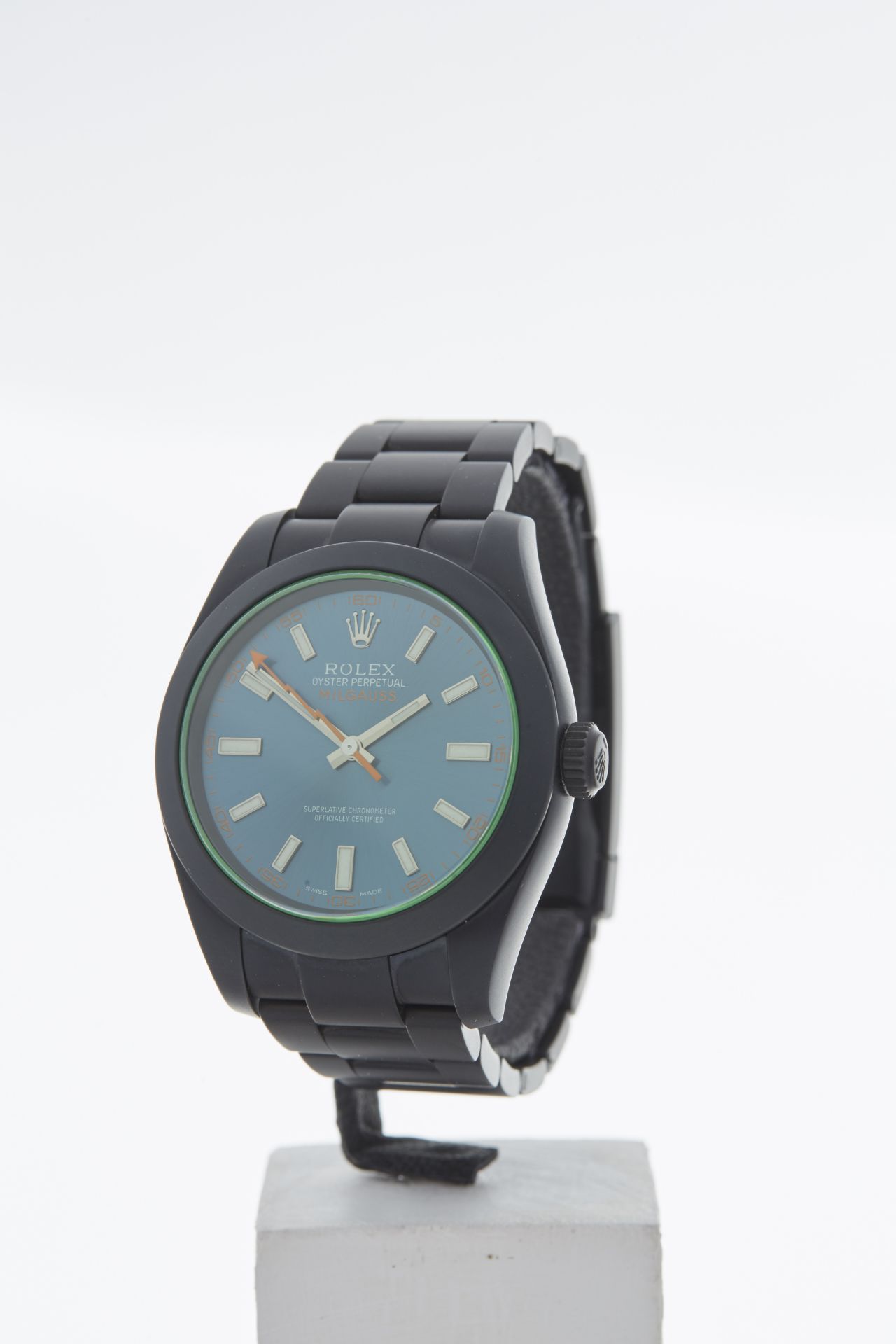 Rolex Milgauss Green Glass 40mm Black DLC Coated Stainless Steel 116400GV - Image 3 of 16