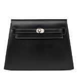 Hermes Black Box Calf Leather Kelly Danse Clutch