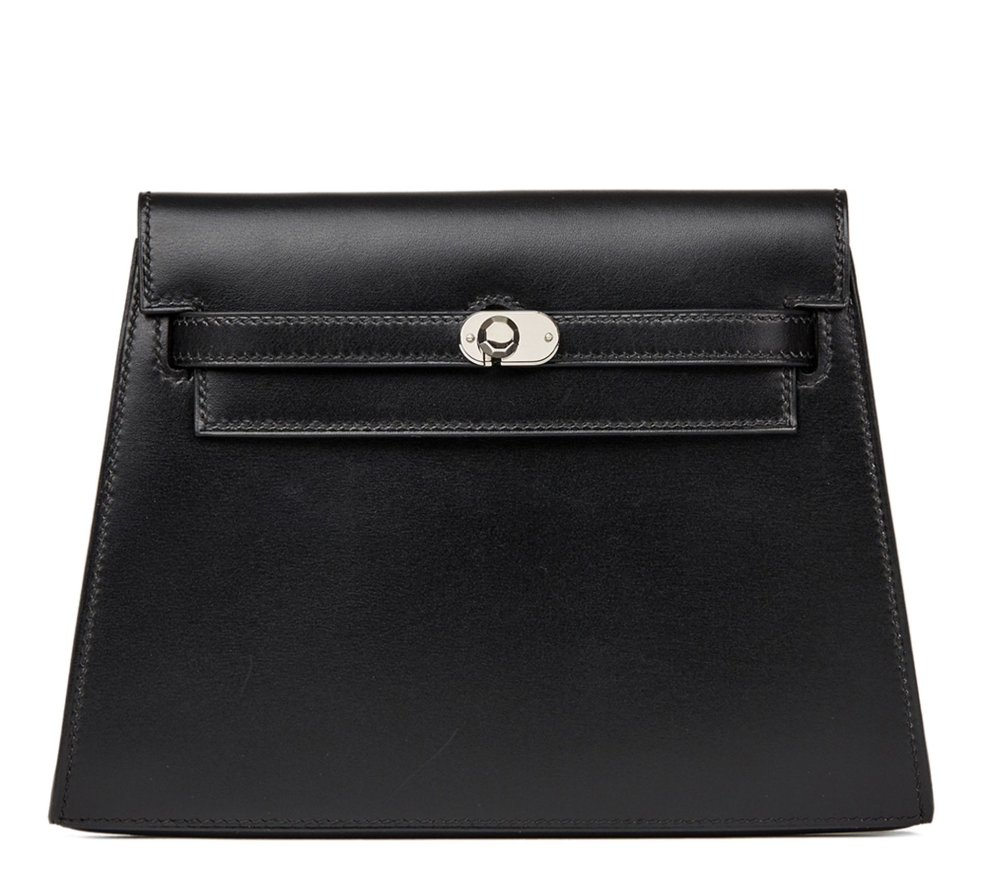 Hermes Black Box Calf Leather Kelly Danse Clutch