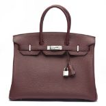 Hermes Bordeaux Togo Leather Birkin 35cm