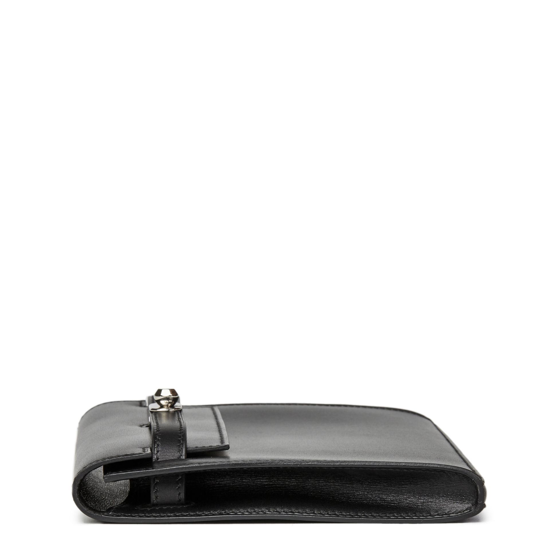 Hermes Black Box Calf Leather Kelly Danse Clutch - Image 8 of 13