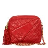 Chanel Red Quilted Lambskin Vintage Camera Bag