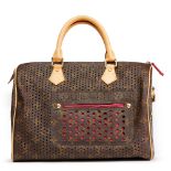 Louis Vuitton Brown Coated Monogram Canvas Fuchsia Perforated Speedy 30