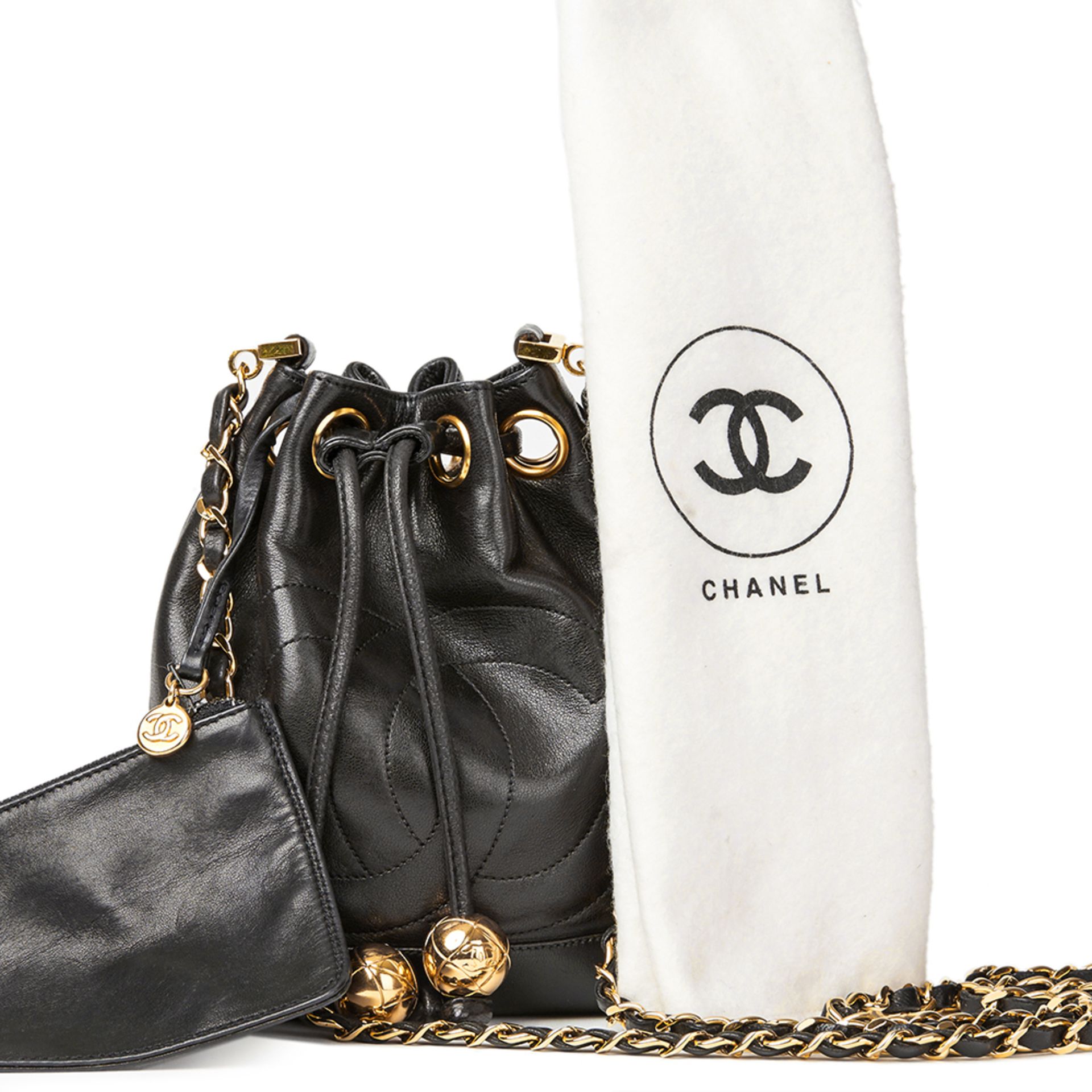 Chanel Black Lambskin Vintage Mini Bucket Bag - Image 10 of 11