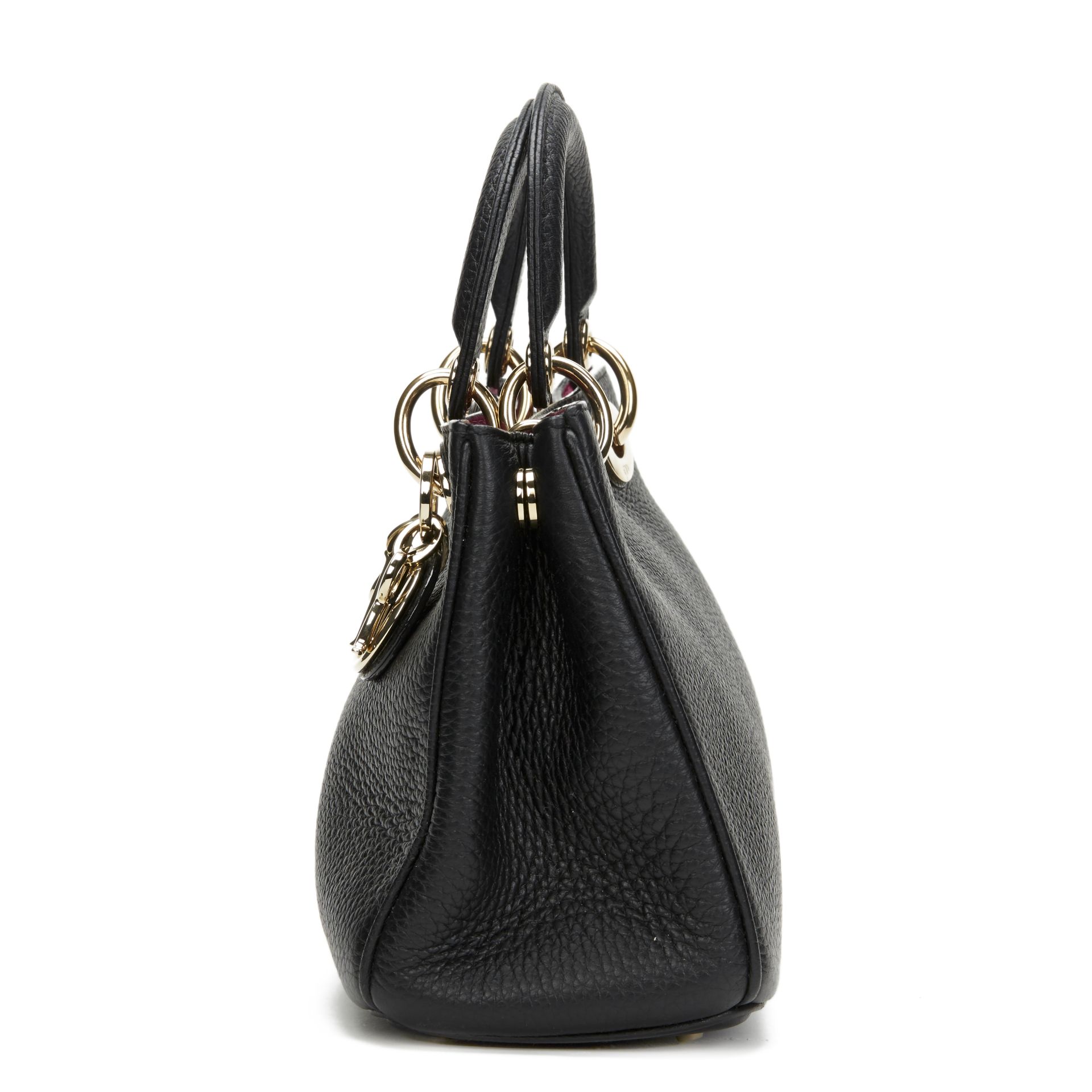 Christian Dior Black Grained Calfskin Leather Small Diorissimo - Image 3 of 9