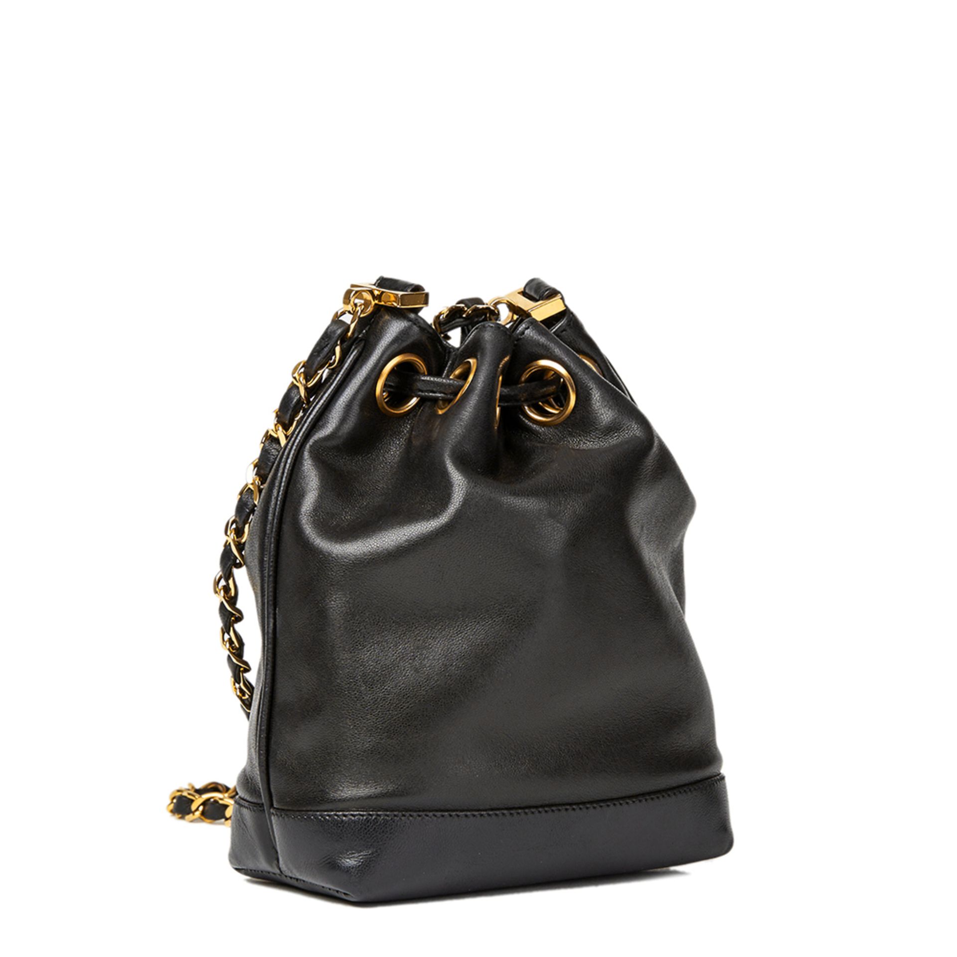 Chanel Black Lambskin Vintage Mini Bucket Bag - Image 4 of 11