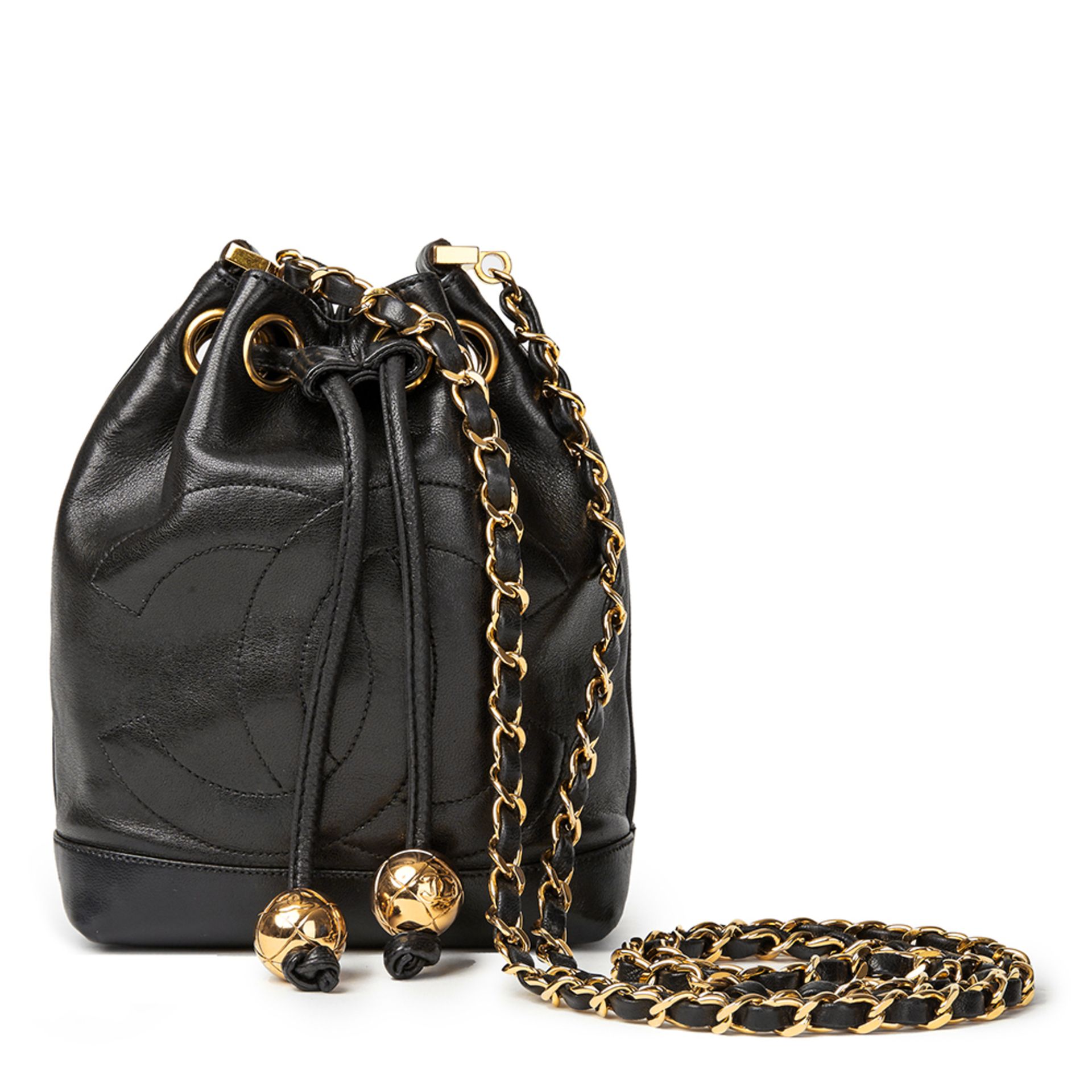 Chanel Black Lambskin Vintage Mini Bucket Bag