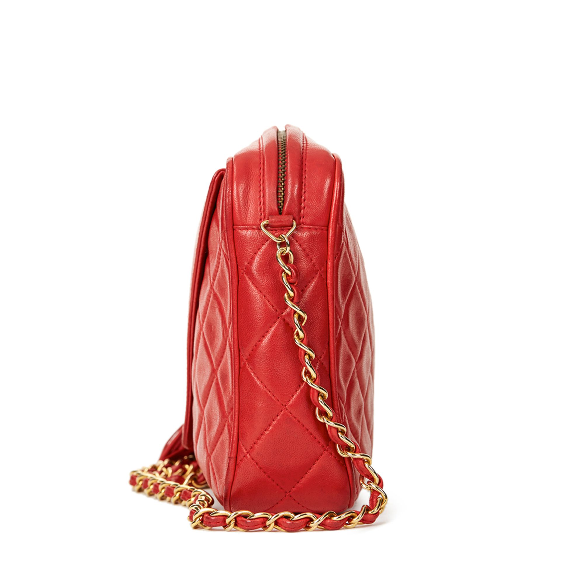 Chanel Red Quilted Lambskin Vintage Camera Bag - Image 3 of 10