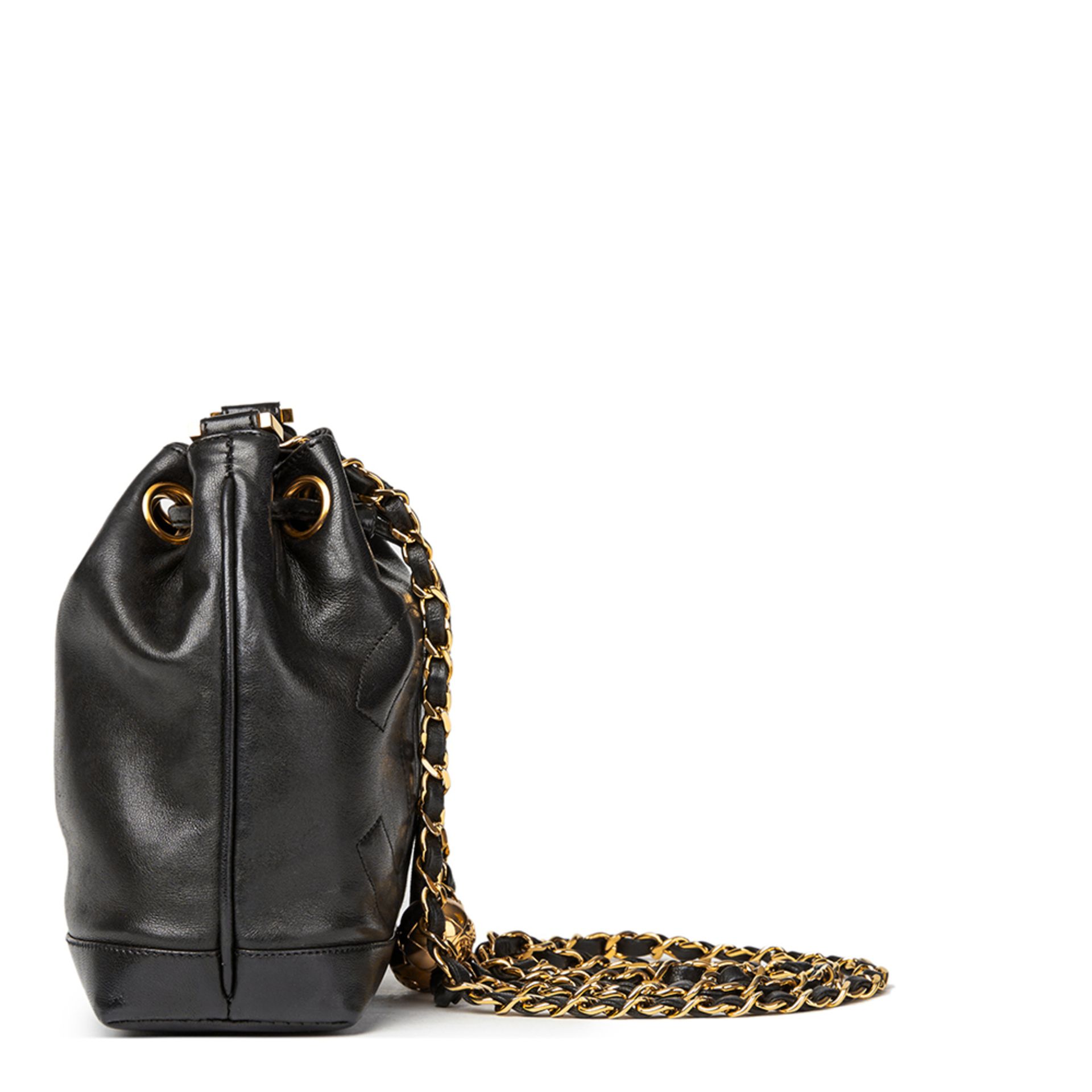 Chanel Black Lambskin Vintage Mini Bucket Bag - Image 3 of 11