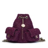 Chanel Aubergine Quilted Tweed Fabric Mini Backpack