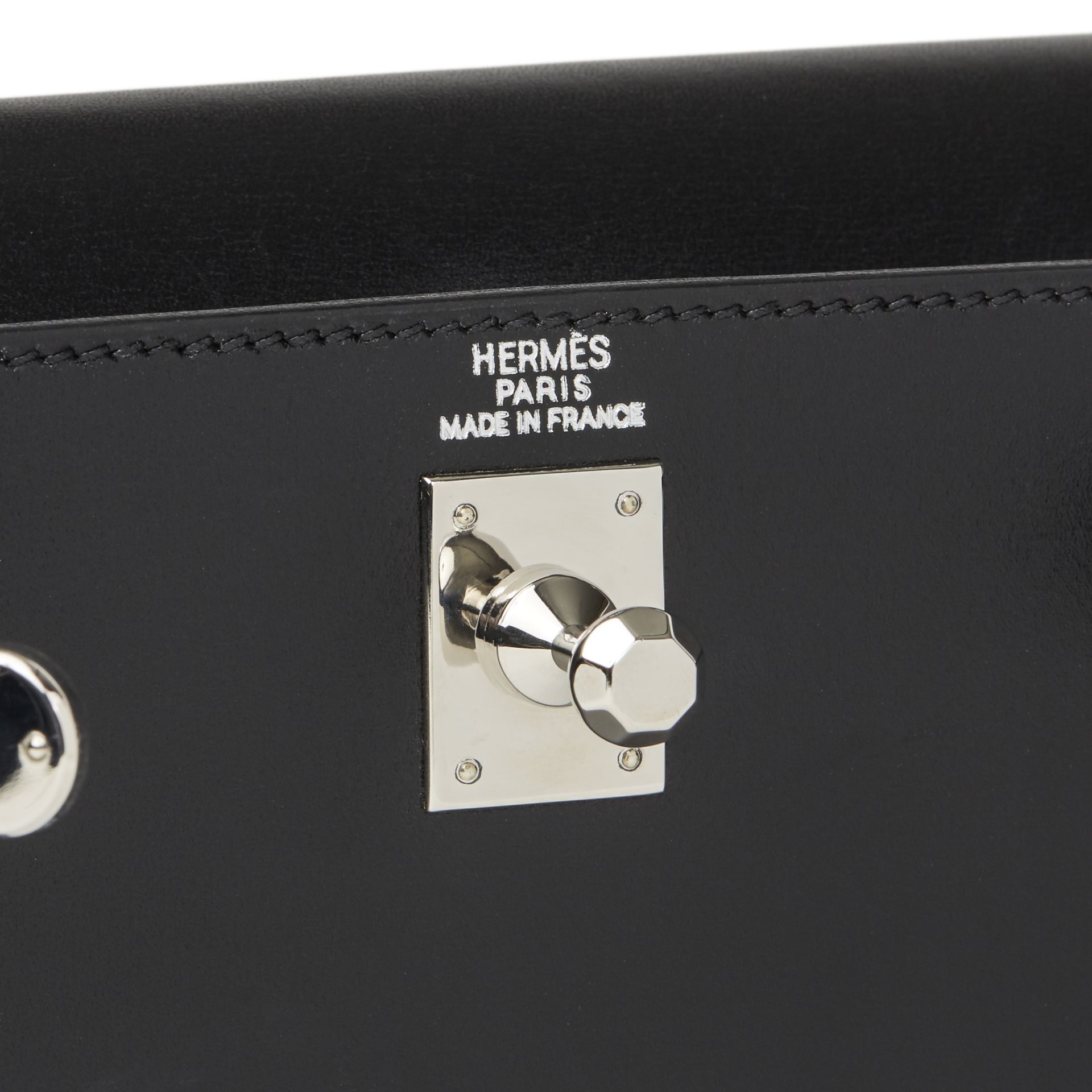 Hermes Black Box Calf Leather Kelly Danse Clutch - Image 11 of 13