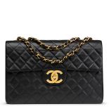 Chanel Black Quilted Lambskin Vintage Maxi Jumbo XL Flap Bag