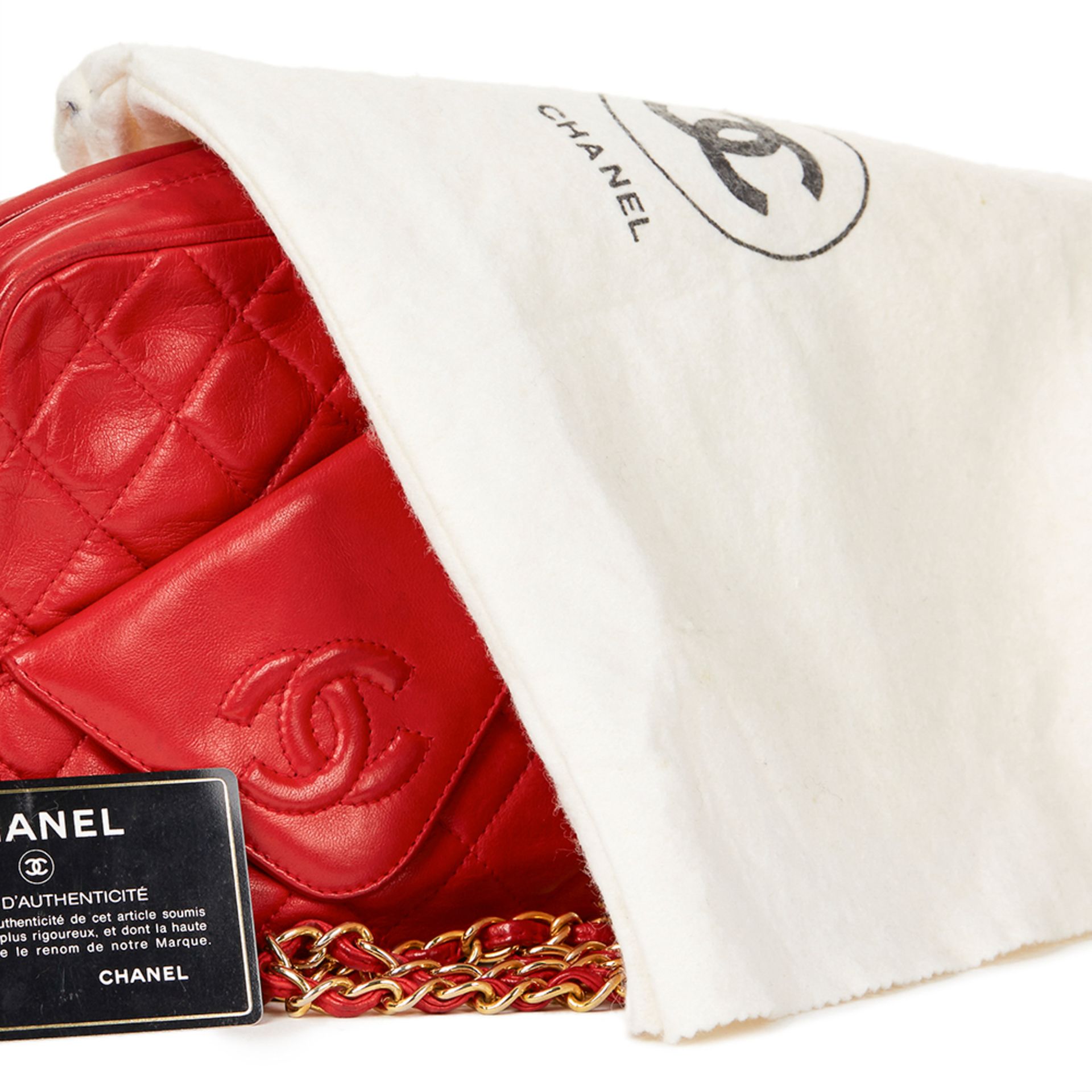 Chanel Red Quilted Lambskin Vintage Camera Bag - Image 10 of 10