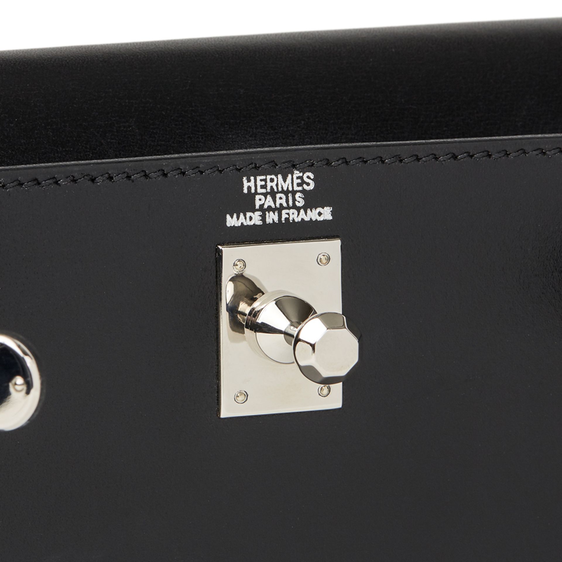 Hermes Black Box Calf Leather Kelly Danse Clutch - Image 5 of 13
