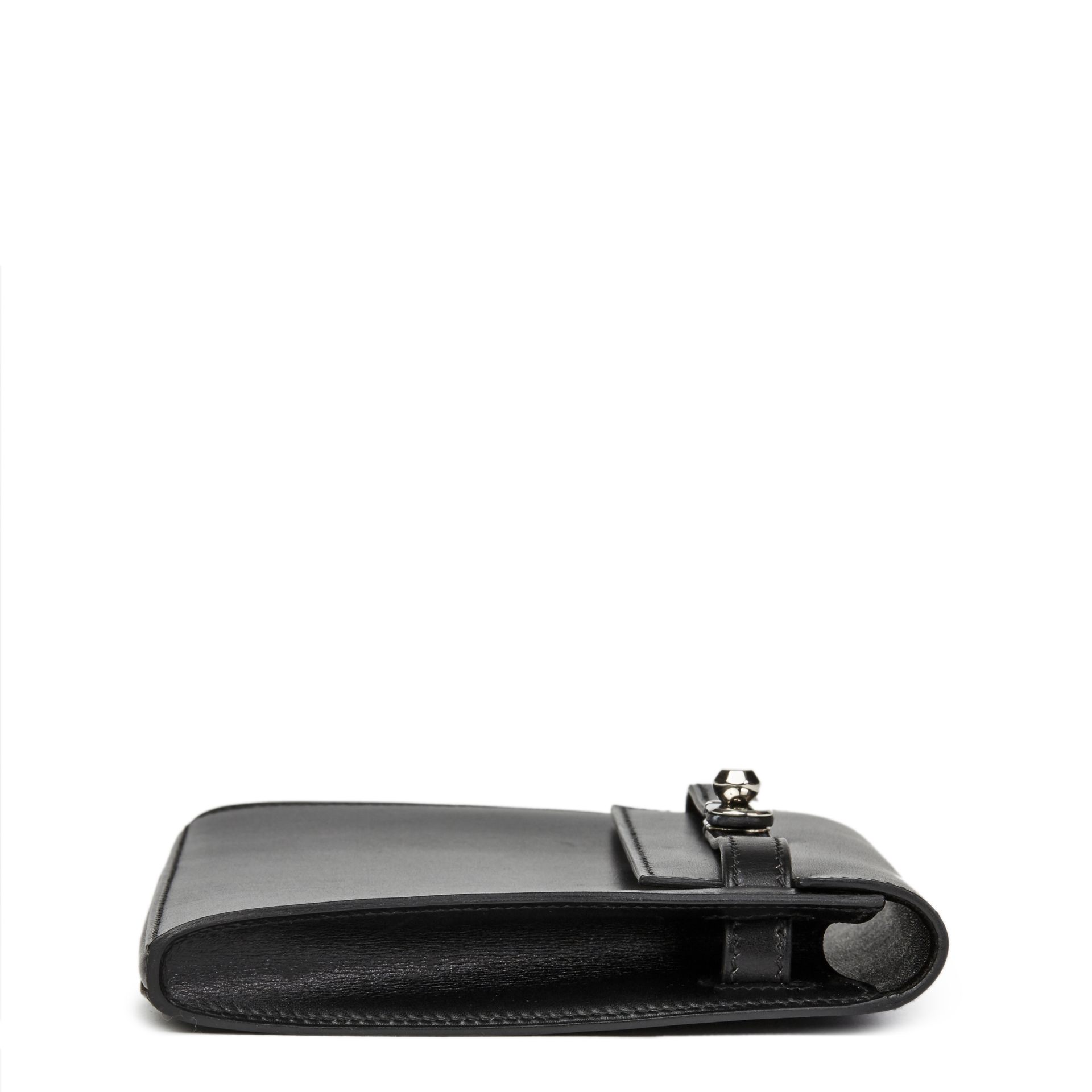 Hermes Black Box Calf Leather Kelly Danse Clutch - Image 7 of 13