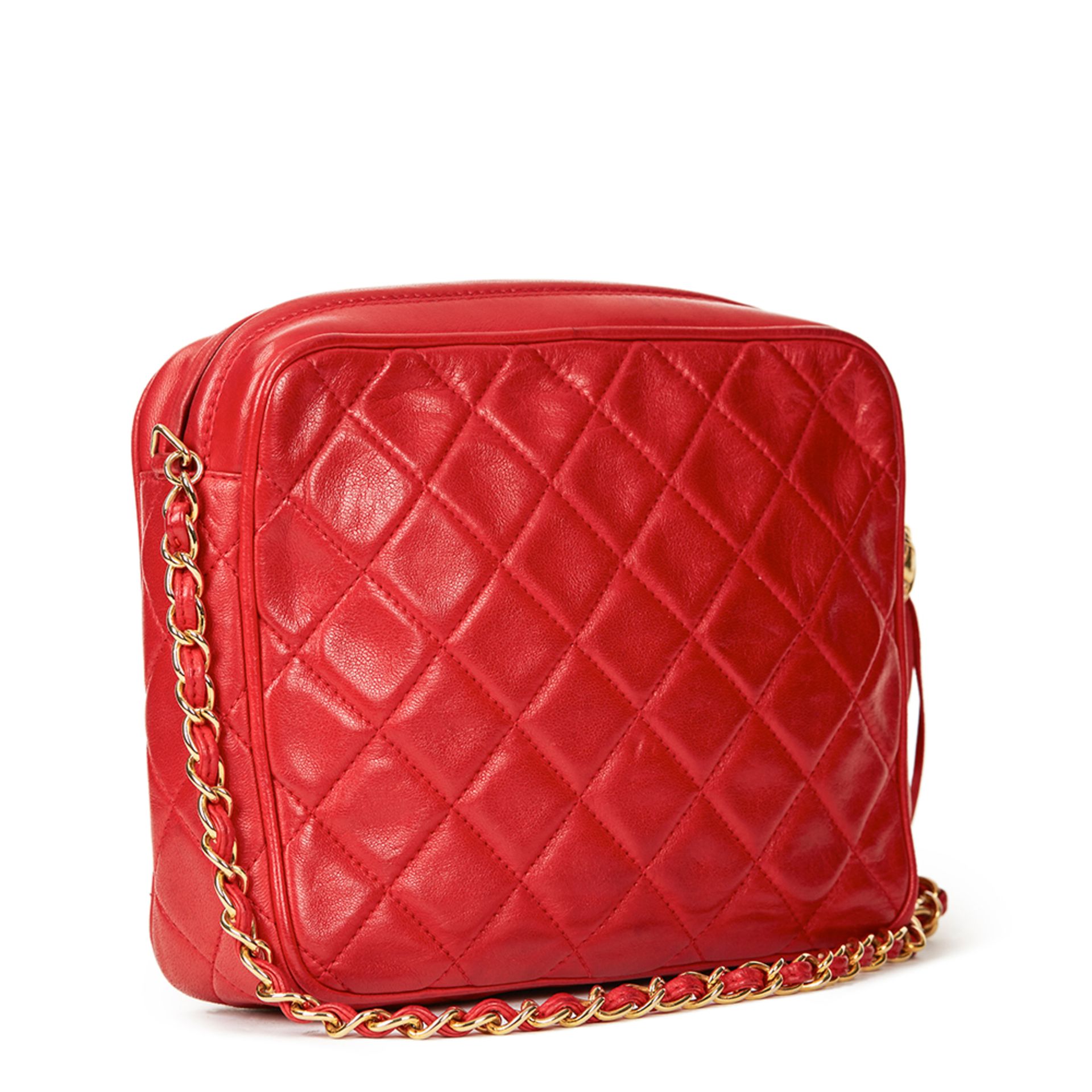 Chanel Red Quilted Lambskin Vintage Camera Bag - Image 5 of 10