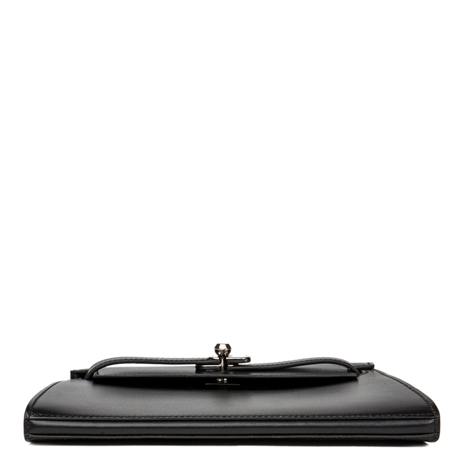 Hermes Black Box Calf Leather Kelly Danse Clutch - Image 4 of 13