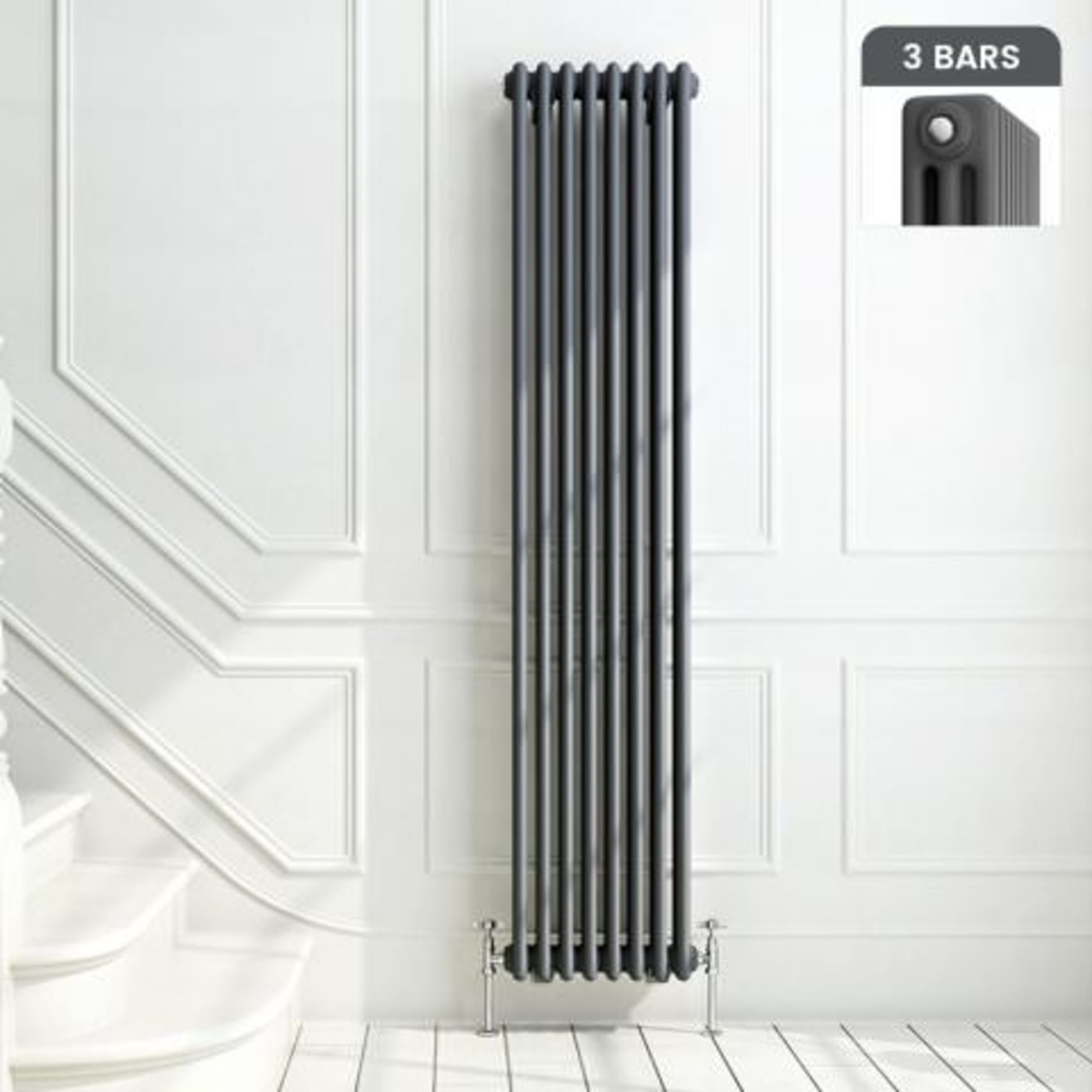 (L7) 1800x380mm Anthracite Triple Panel Vertical Colosseum Traditional Radiator RRP £279.99 For an - Image 4 of 6