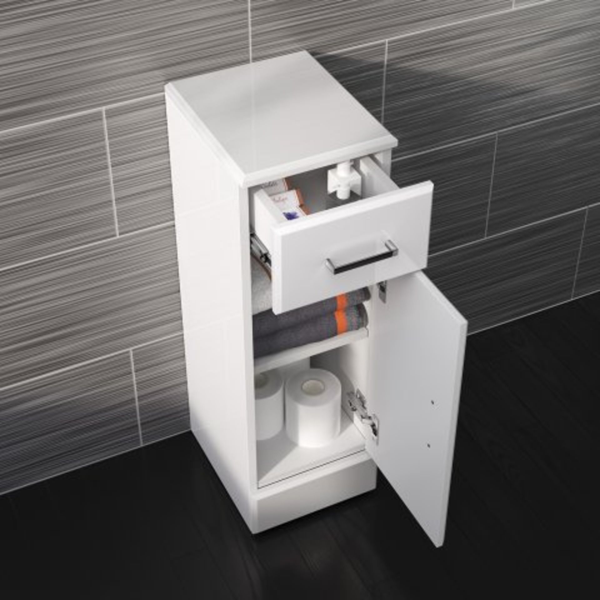 (P203) 250x300mm Quartz Gloss White Small Side Cabinet Unit. RRP £143.99. This state-of-the-art