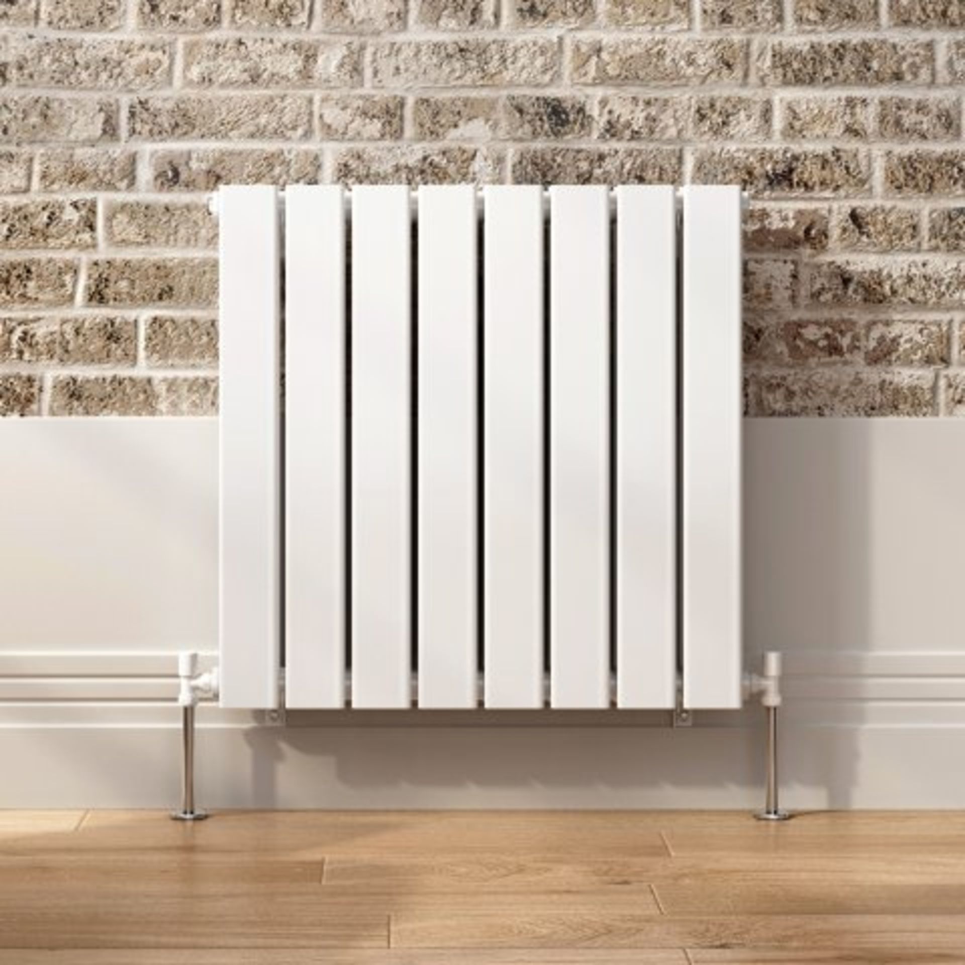 (L17) 600x600mm Gloss White Single Flat Panel Horizontal Radiator. Designer Touch Ultra-modern in - Image 6 of 8