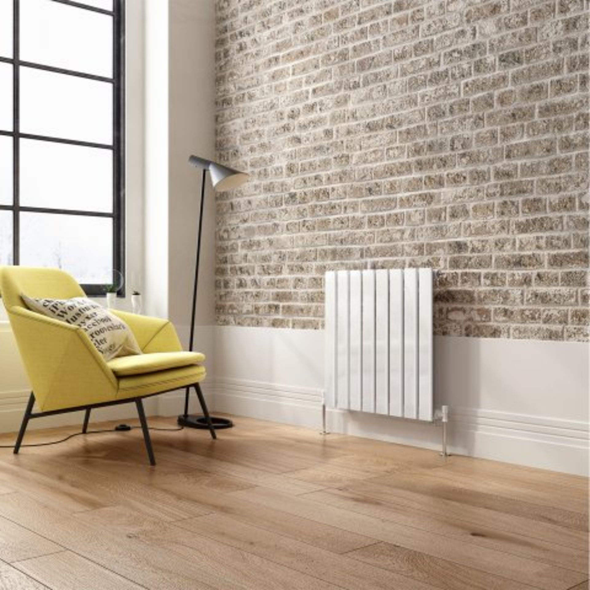 (L17) 600x600mm Gloss White Single Flat Panel Horizontal Radiator. Designer Touch Ultra-modern in - Image 2 of 8