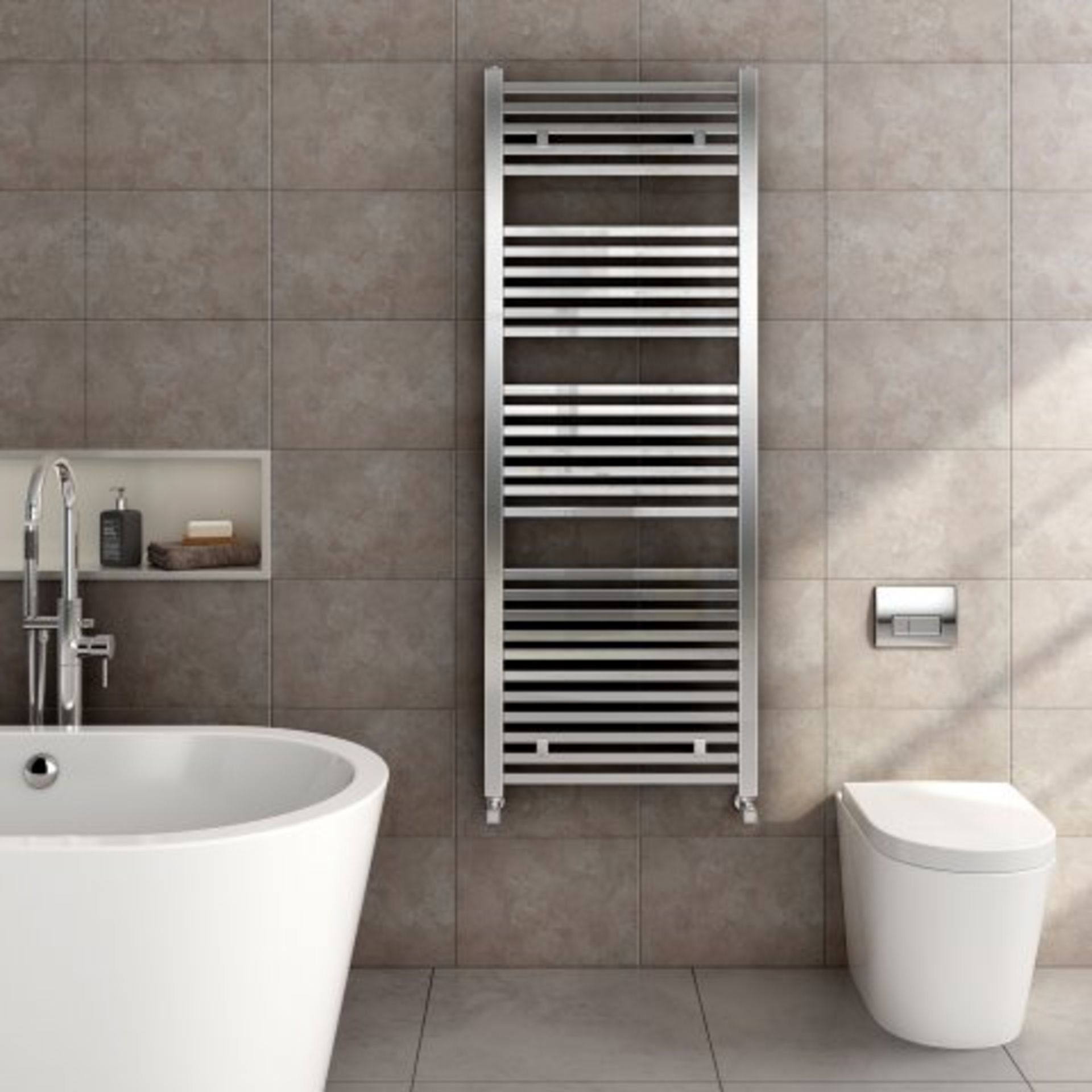 (L4) 1600x600mm Chrome Square Rail Ladder Towel Radiator RRP £332.99 Our Virginia 1600x600mm - Image 2 of 9