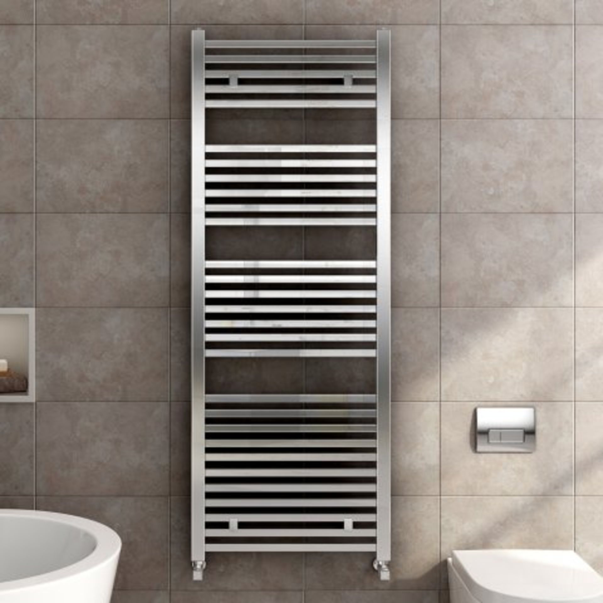 (L4) 1600x600mm Chrome Square Rail Ladder Towel Radiator RRP £332.99 Our Virginia 1600x600mm