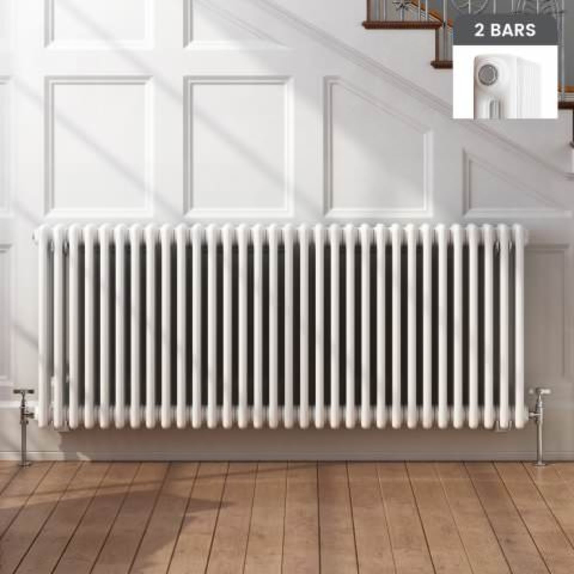 (L22) 600x1458mm White Double Panel Horizontal Colosseum Traditional Radiator RRP £404.99 For an - Image 4 of 4