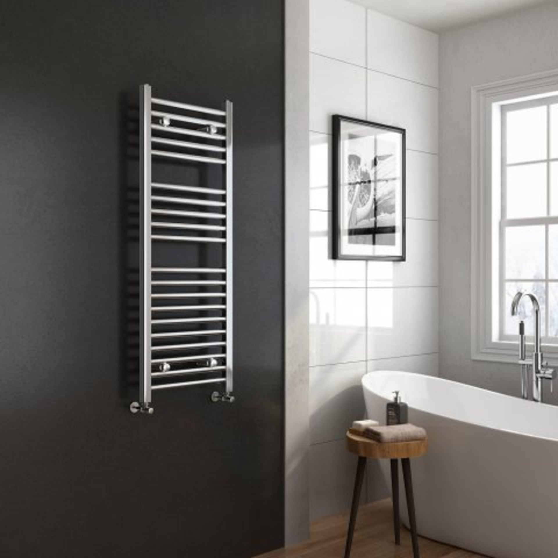 (L44) 1200x450mm - 25mm Tubes - Chrome Heated Straight Rail Ladder Towel Radiator Benefit from the - Image 2 of 8