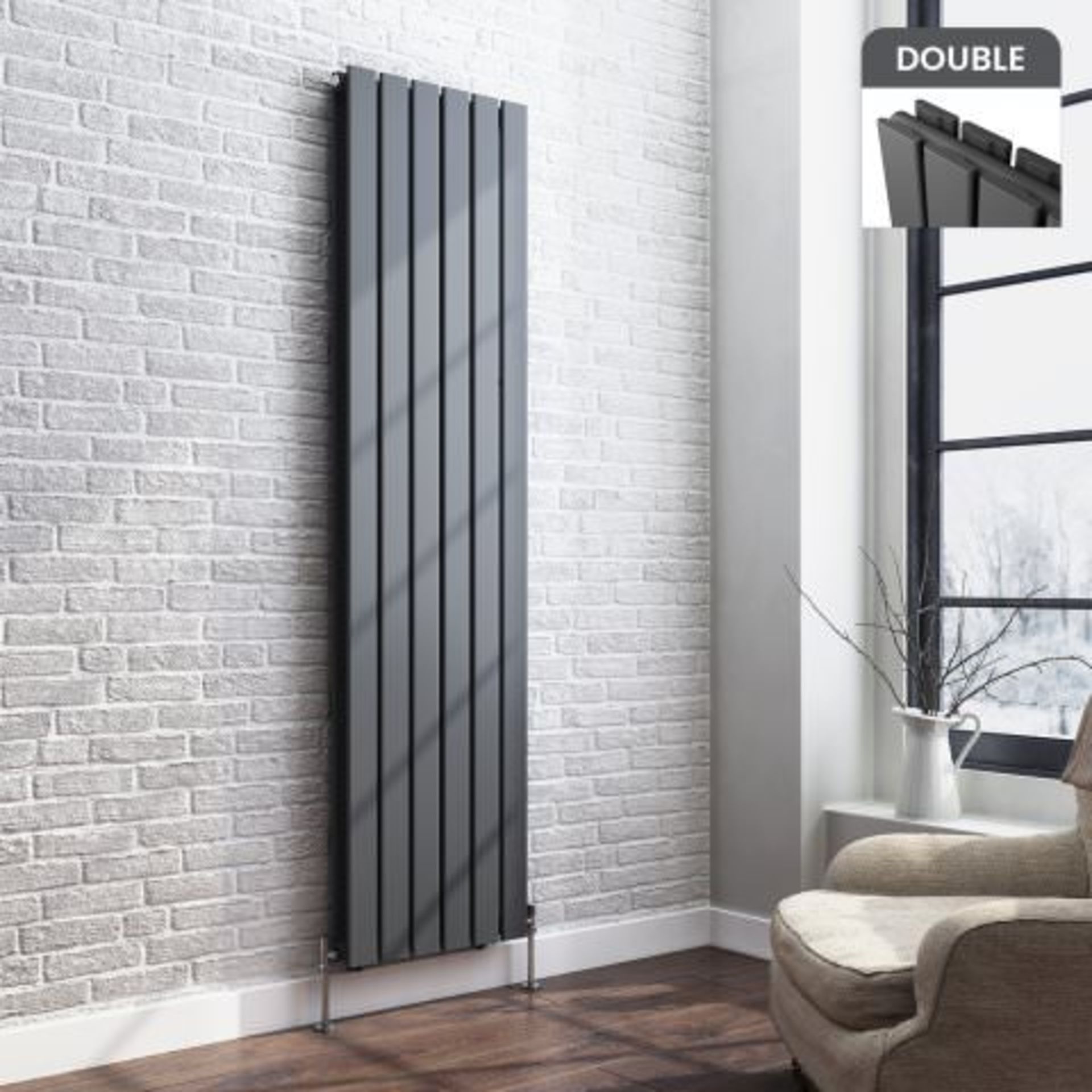 (L147) 1800x458mm Anthracite Double Flat Panel Vertical Radiator. RRP £499.99. Attention to detail - Image 3 of 4