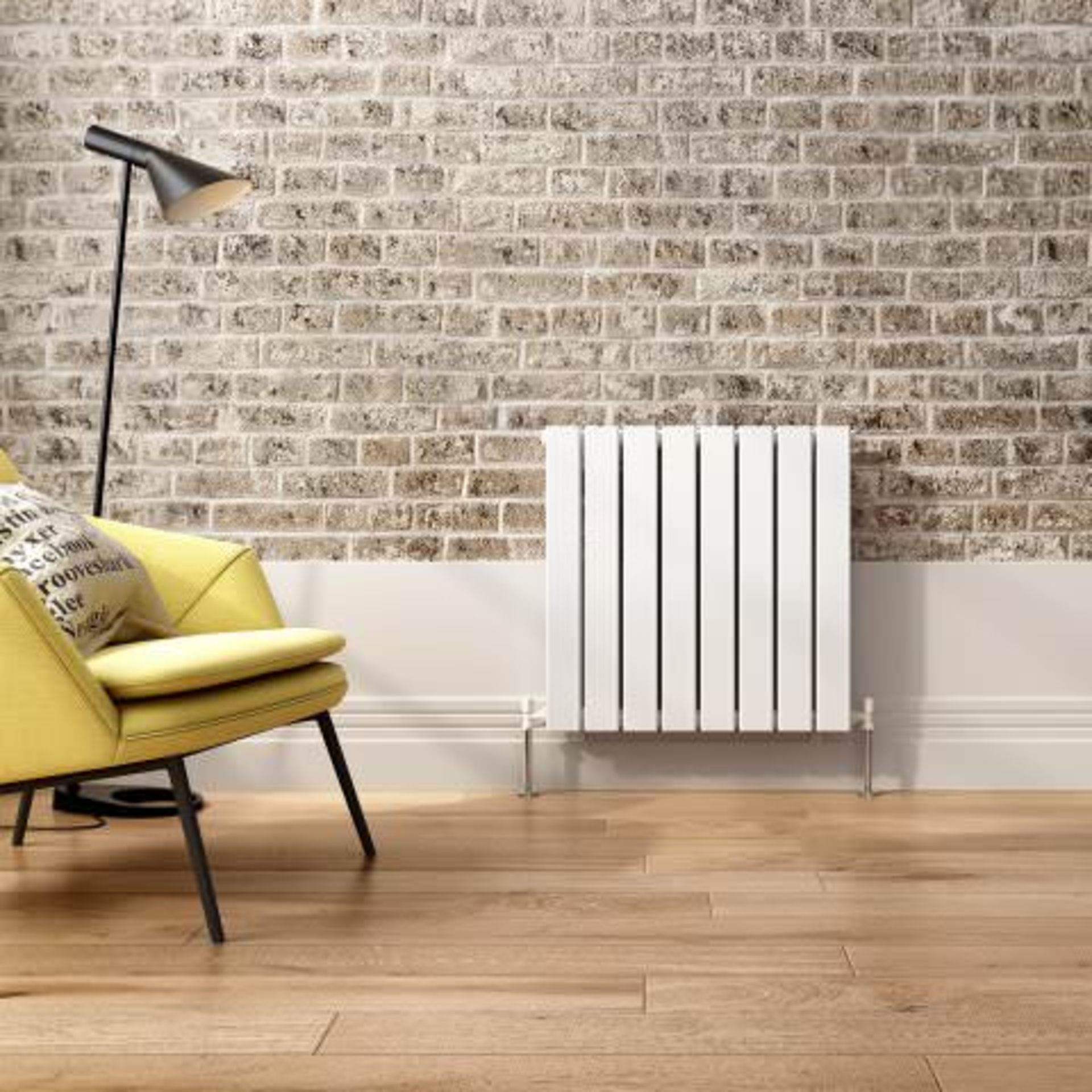 (L17) 600x600mm Gloss White Single Flat Panel Horizontal Radiator. Designer Touch Ultra-modern in - Image 3 of 8